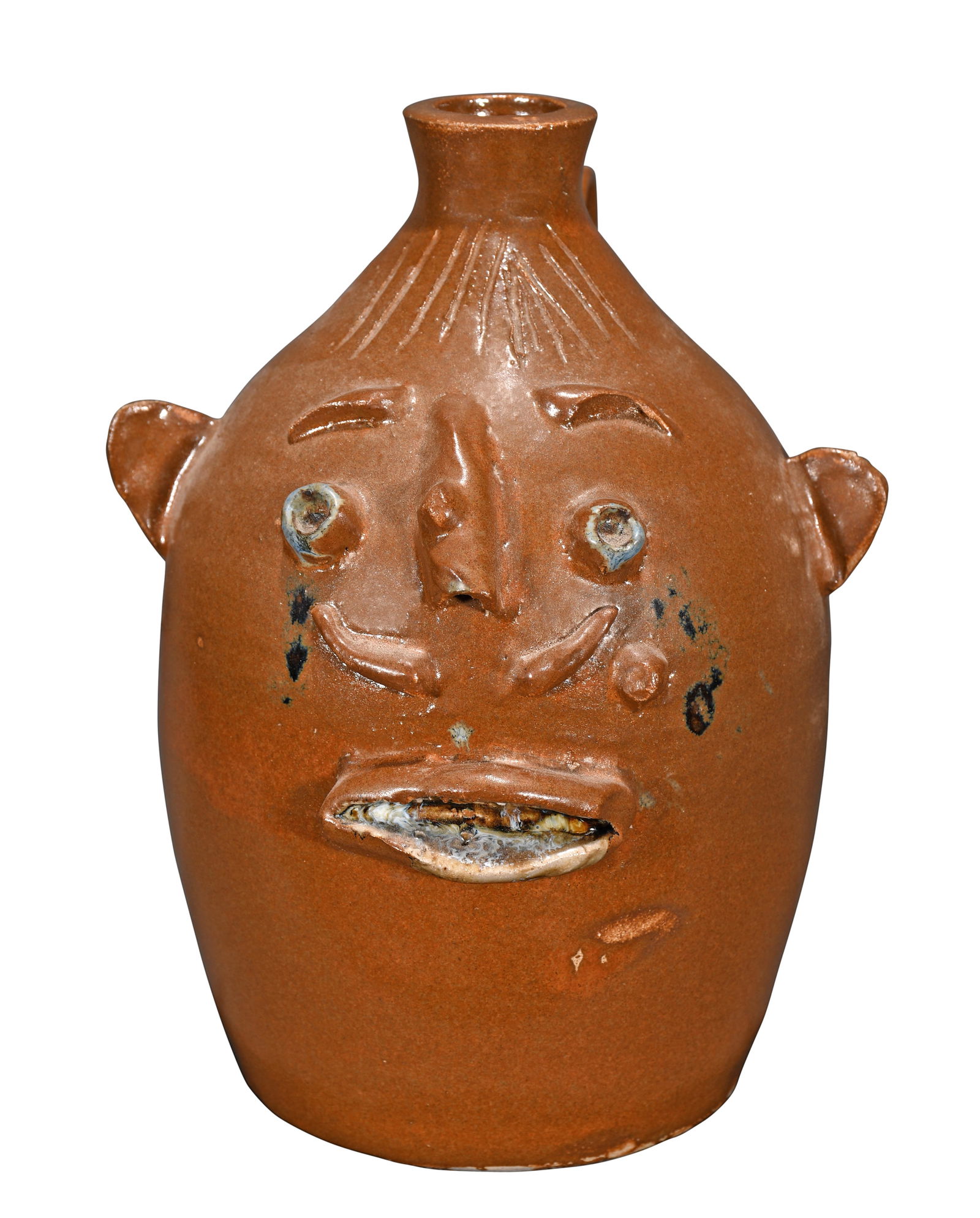 Old House Pottery.  Fire Beaver Face Jug. (1 of 4)