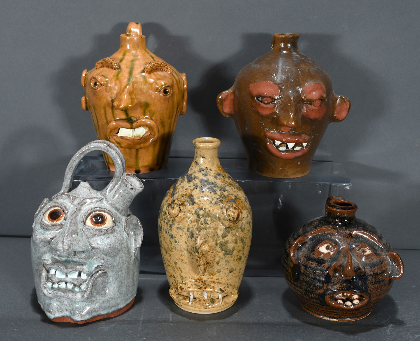 Hicks, Miller, Daniel, and Flint.  Five Pint Size Face Jug. (1 of 2)