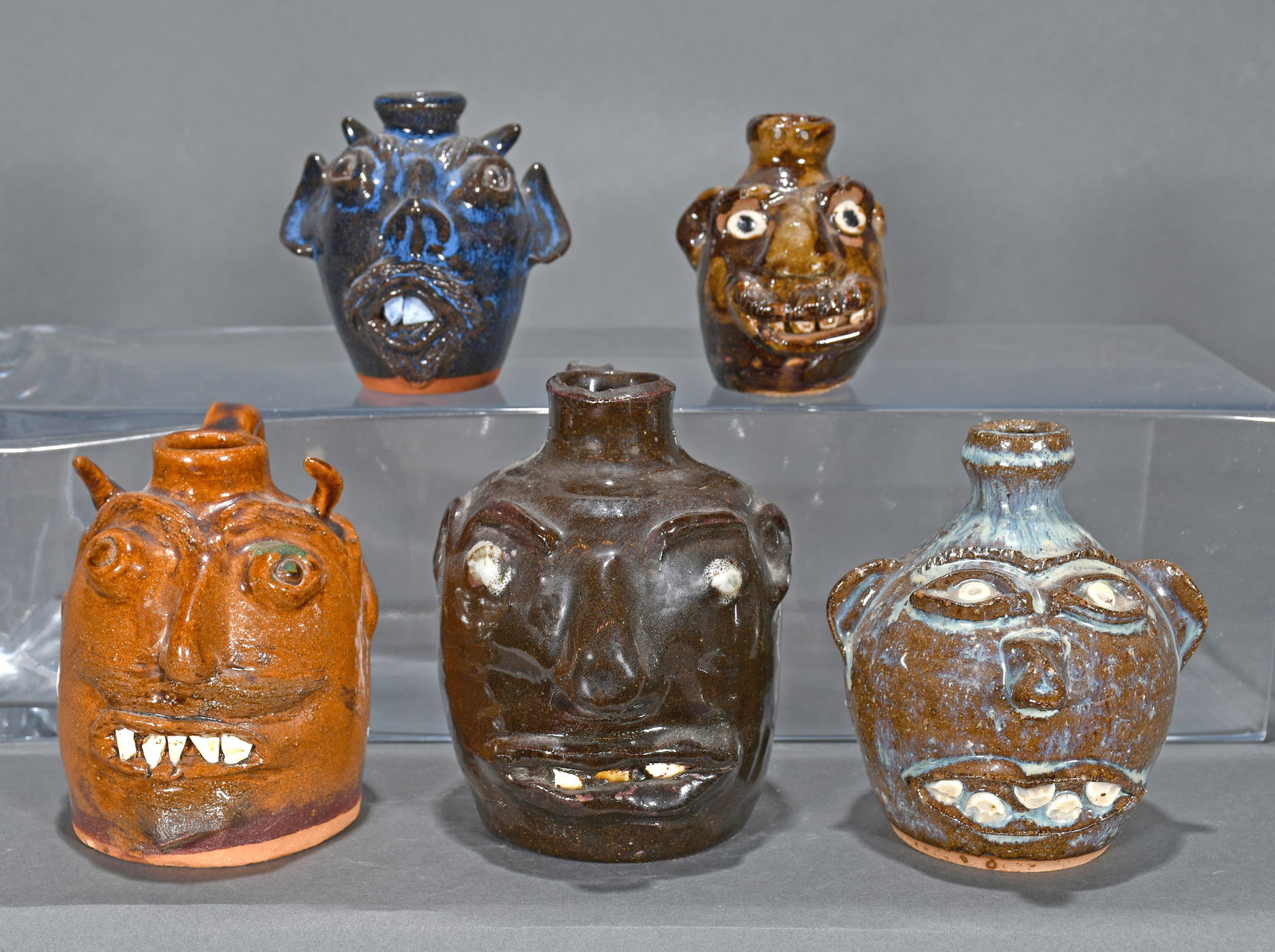 Rogers, Brown, Lisk, and Manass.  Five Mini Face Jugs. (1 of 3)