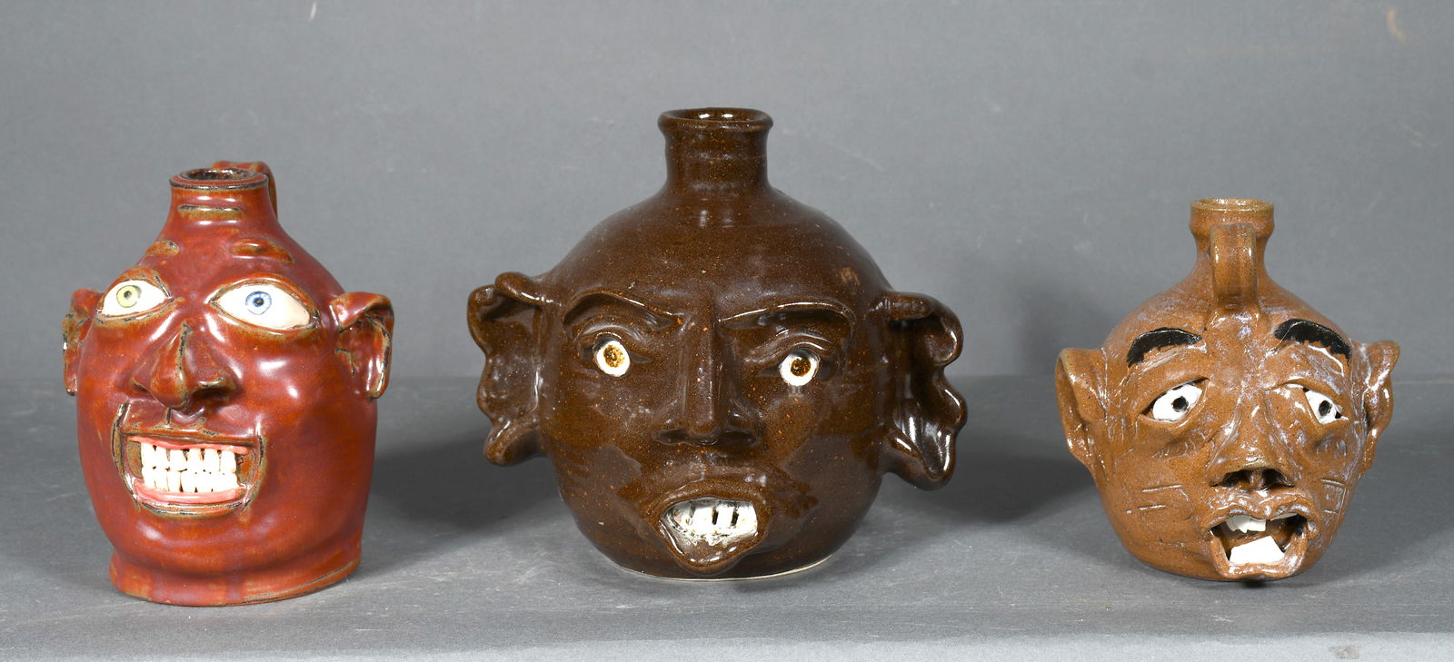 Brock, Lambert and Teog.  Three Pint Size Face Jugs. (1 of 3)