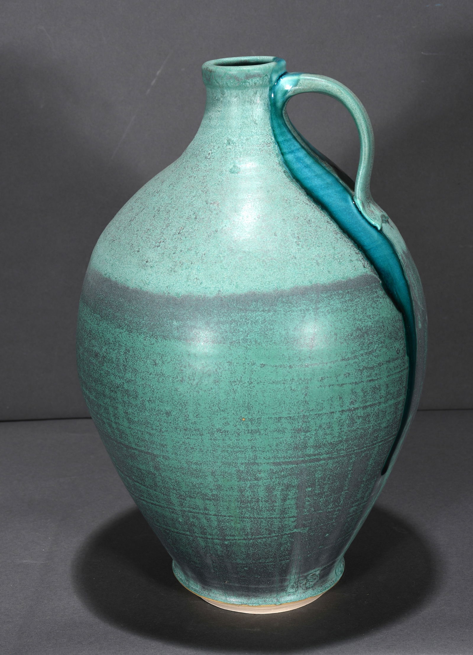 Sewell.  Beautiful Aquamarine Green Vase with Glass Drips. (1 of 4)