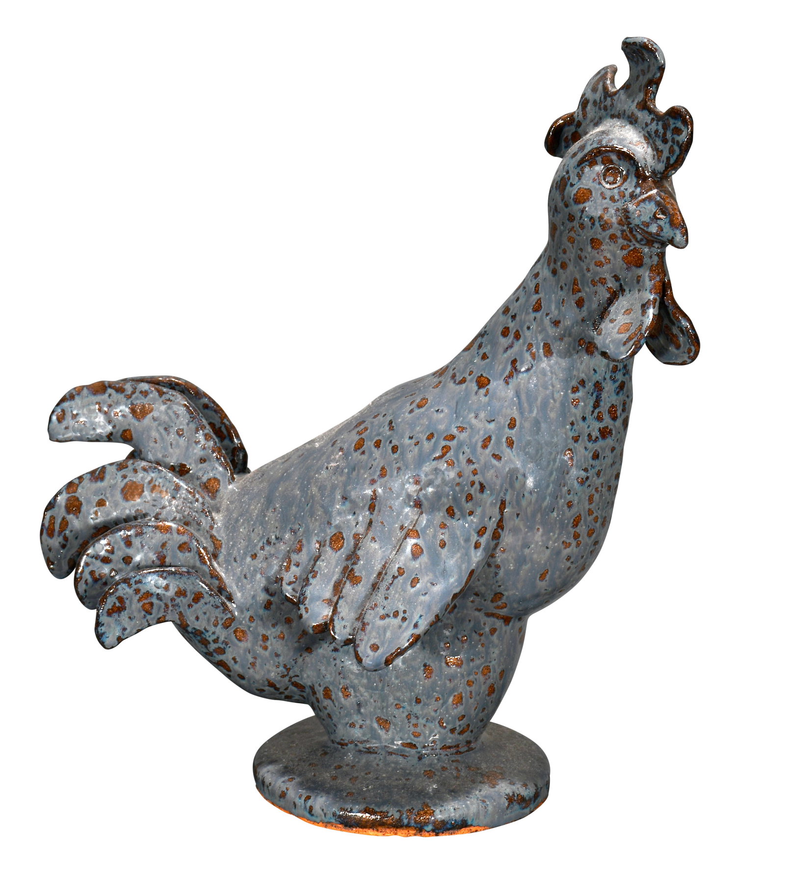 Yardbird. #1 Spotted Rooster.: Yardbird.(Ida, GA). #1 Spotted Rooster. 2003. Signed, dated and numbered. Mint condition. 14.5" h. Est. $200-300. Ship: $85