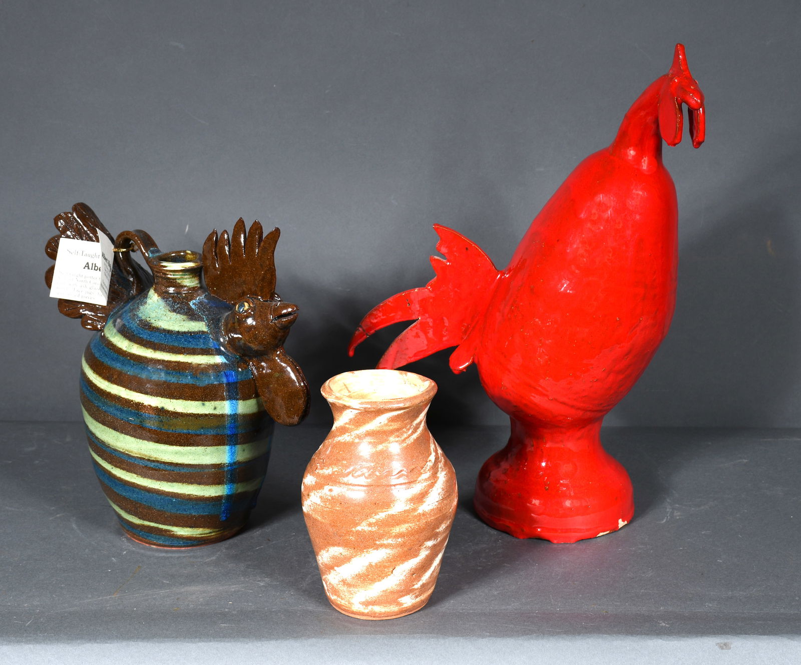 Shelby West, Albert Hodge and Walter Flemming.  Two Roosters and Vase. (1 of 4)