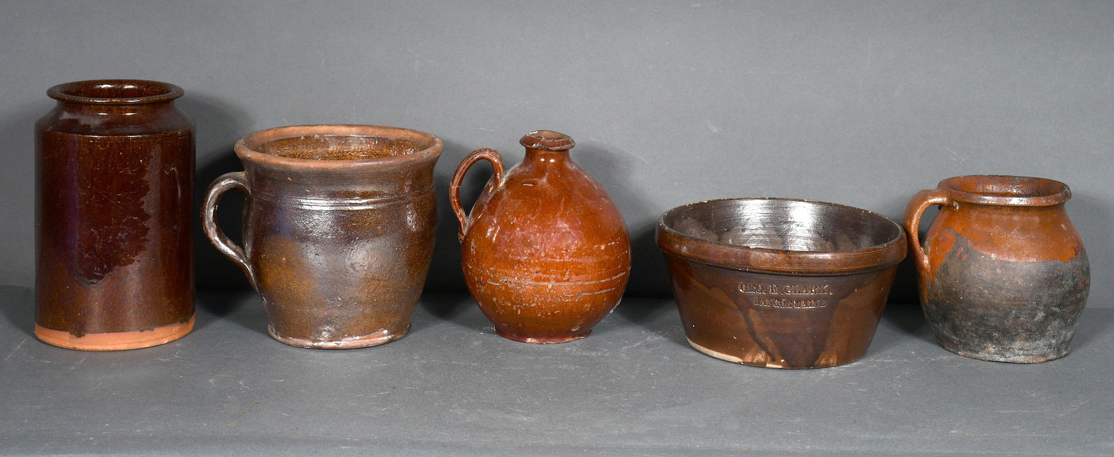 Group of 5 Stamped and Anonymous Red Ware. (1 of 3)