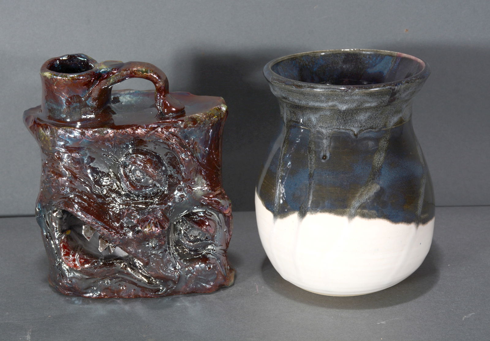 Marianne Talarick & Celena Schoen. Vase and Face Jug Flask. (1 of 2)