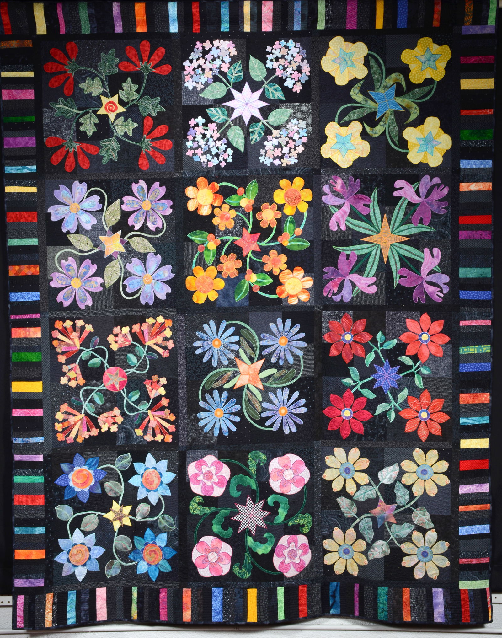 Lynne Rose.  Night blooming Peonies Quilt. (1 of 5)