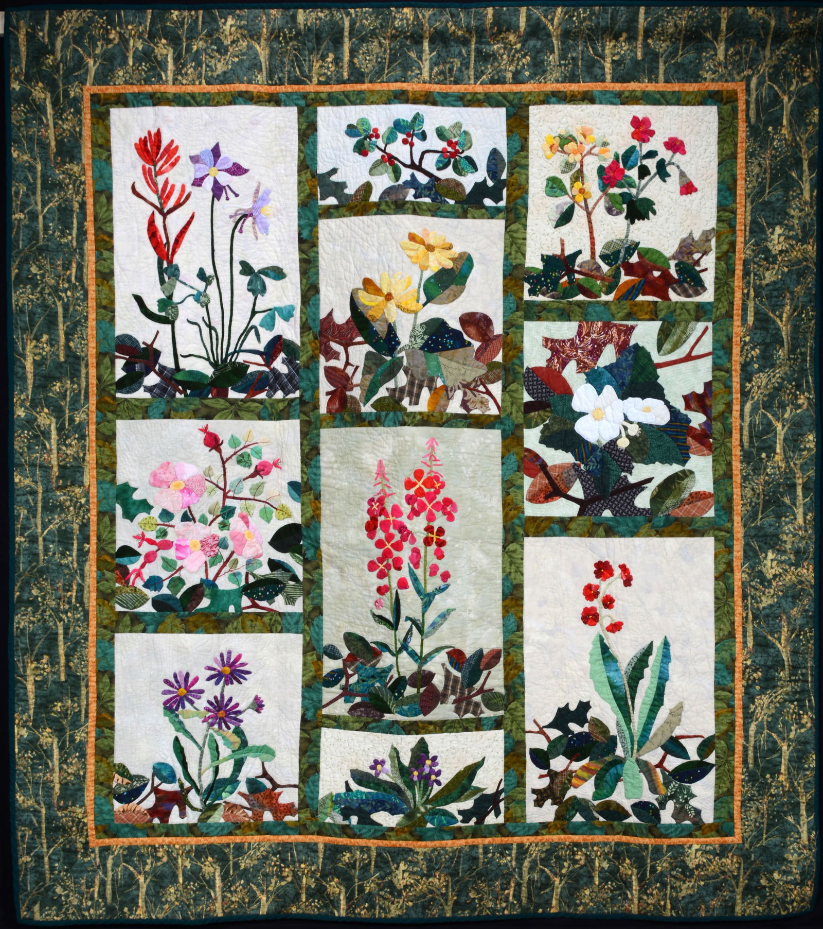 Patricia Kells.   At The Edge Of The Forrest Cotton Quilt. (1 of 5)