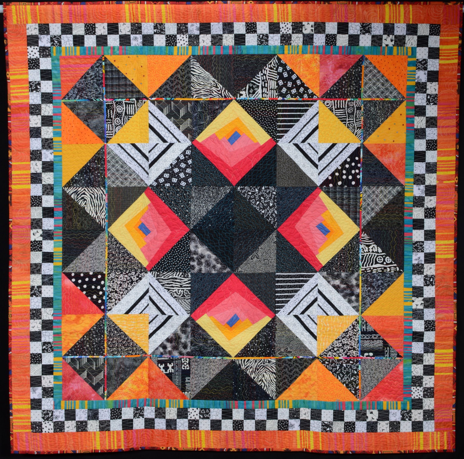 Lynne G. Harrill. Country Sights Cotton Quilt.: Lynne G. Harrill. Country Sights Cotton Quilt. 1999. Signed, dated and titled. Excellent condition. 58" x 58". Provenance: Barbara Hacker Hunter Collection. Est. $300-500. Ship: $45