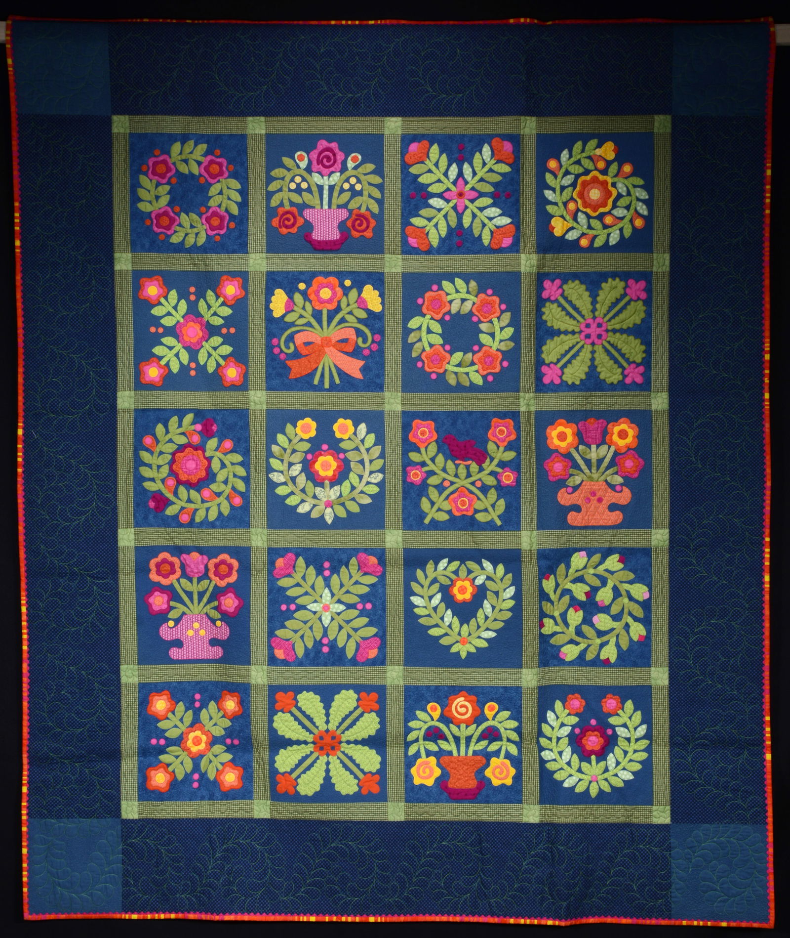 Sue Nickels.   Folk Gardens Appliqued Sampler. (1 of 8)