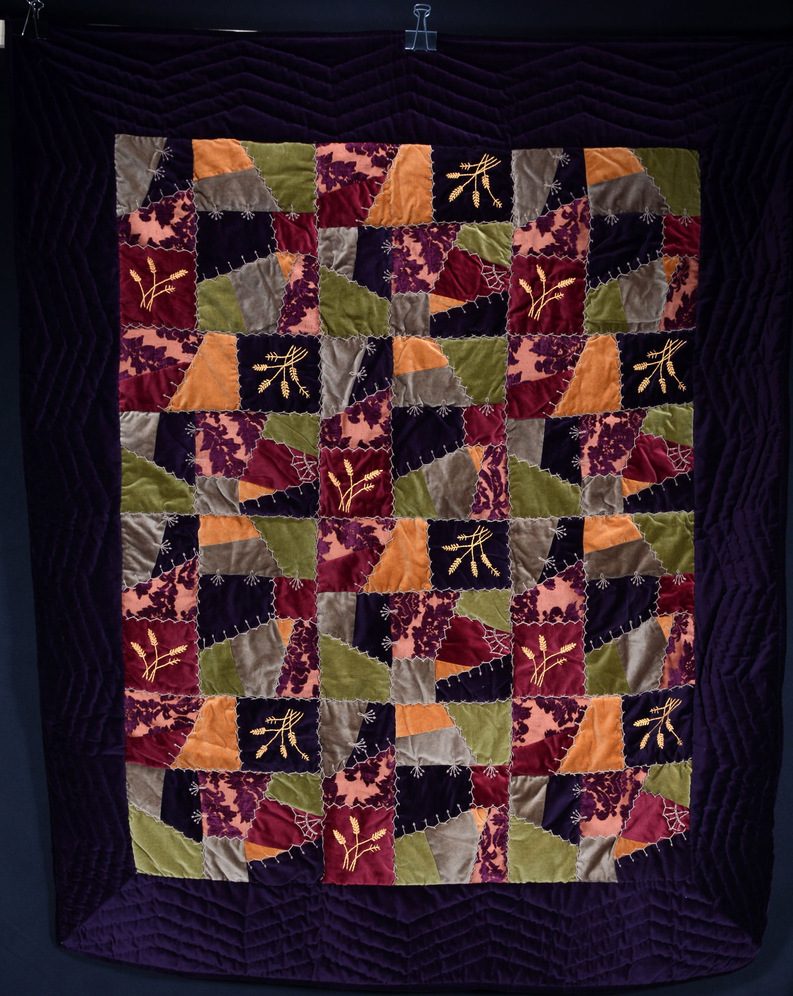 Anonymous. Velvet Patchwork & Embroidery Crazy Quilt. (1 of 3)