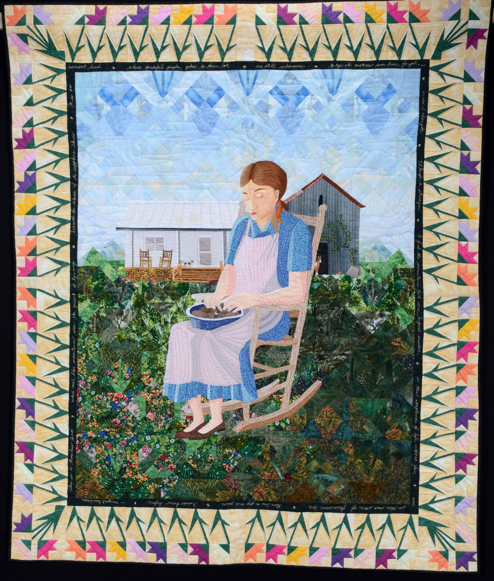 Alice K. Wiley.  Carolina Lily.  Tribute Quilt To Women Of Appalachian Mountains of WNC. (1 of 5)