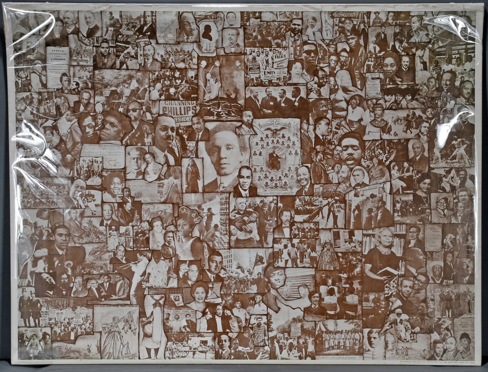 Wil Lai Enterprises. 300 Years of Black History.: Wil Lai Enterprises. 300 Years of Black History. 1972. Sepia toned poster made from a photographic montage. An unusually creative historical poster, including portraits and vignettes of virtually ever