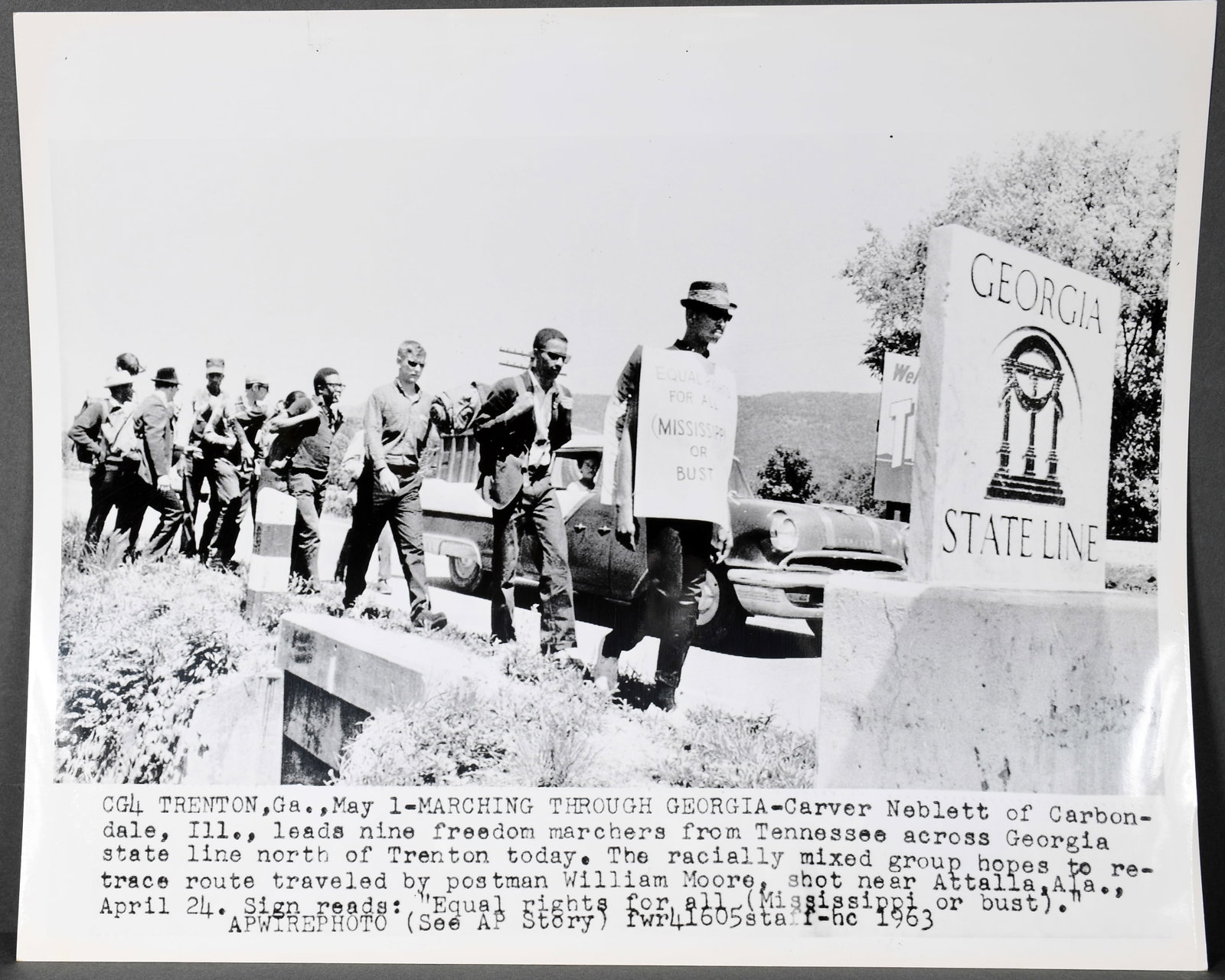 Eight Black and White Photos of Peaceful and Violent Outbreak Protests in State of Georgia.: Press Wire Photos and Silver Prints. Group of Eight Black and White Photos of Peaceful and Violent Outbreak Protests in State of Georgia. c. 1960-66. Excellent condition. Average size is 10" w x 8" h.