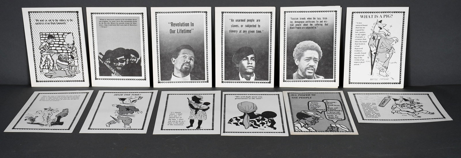 Emory Douglas. Twelve Black Panther Christmas Cards.: Emory Douglas. Twelve Black Panther Christmas Cards. c. 1970's. Print on cardstock. Excellent condition. Artwork by Emory Douglas, quotes by Eldridge Cleaver, Bobby Seale, Huey P. Newton, et al. These