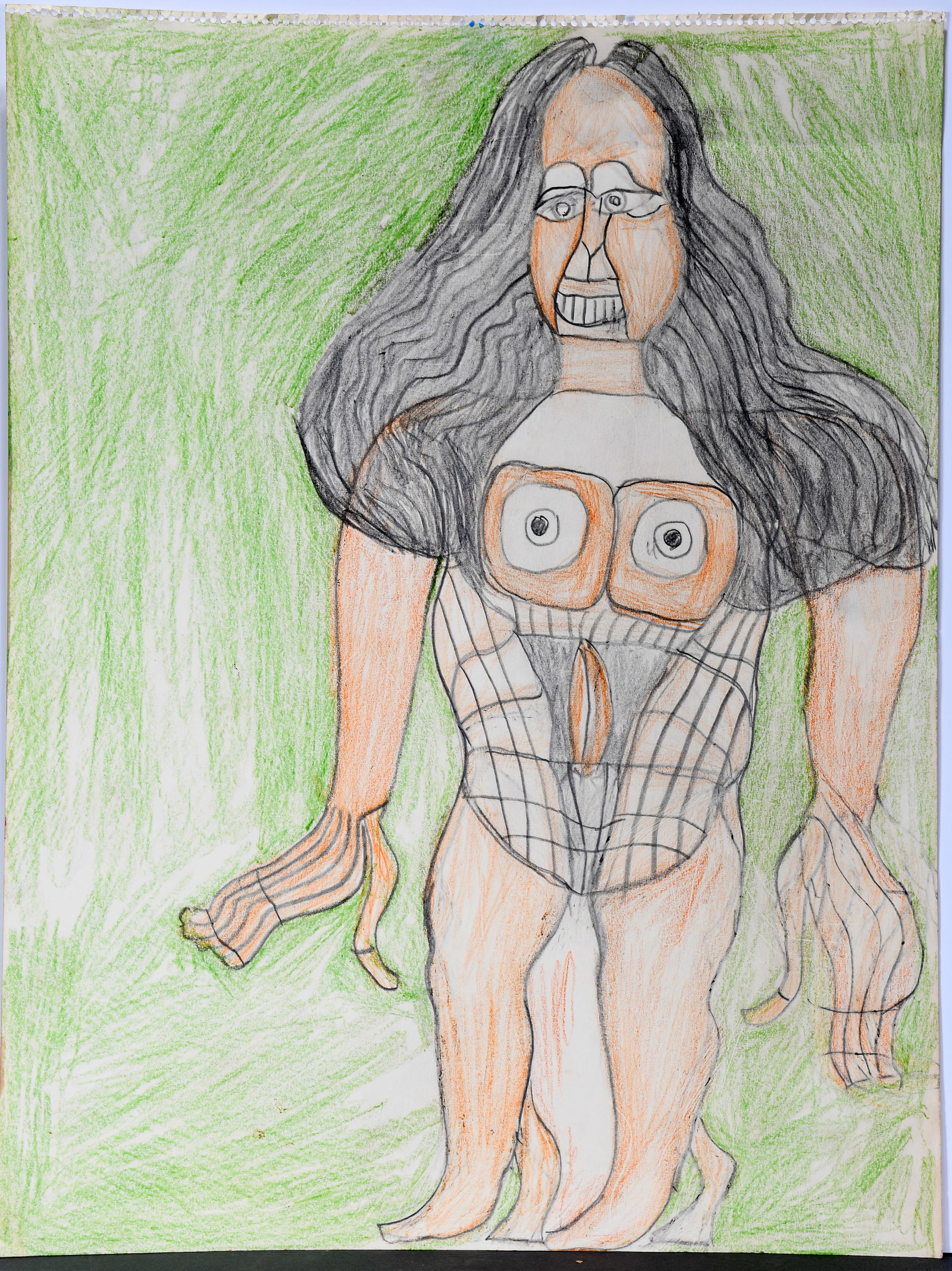 Henry Speller. Erotic Woman On Green Background.: Henry Speller. Erotic Woman On Green Background. Not signed. Crayon and graphite on paper. Excellent condition. 18" w x 24" h. Est. $800-1,200. Ship: $55