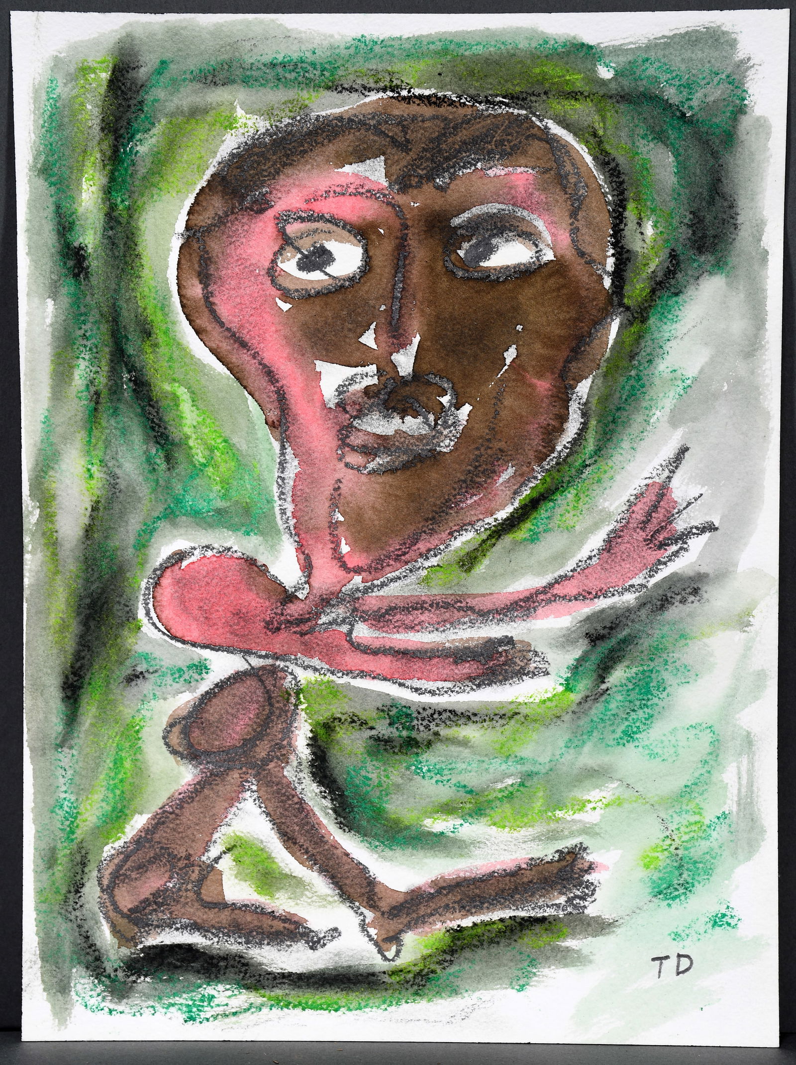 In The Style of Thornton Dial. Jason.: In The Style of Thornton Dial. Jason. 1993. Titled Watercolor and charcoal on paper. Good condition. Image size 9" w x 12" h. Est. $200-400. Ship: $45