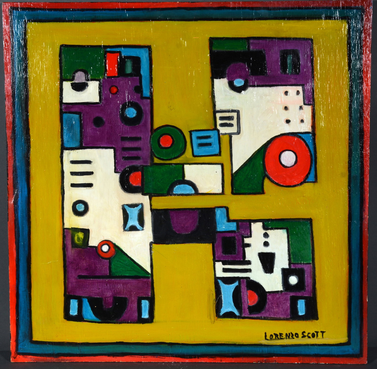 Lorenzo Scott. Abstract.: Lorenzo Scott. Abstract. Signed. Not dated. Paint on board. Great condition. 24" x 24". Est. $200-300. Ship: $55