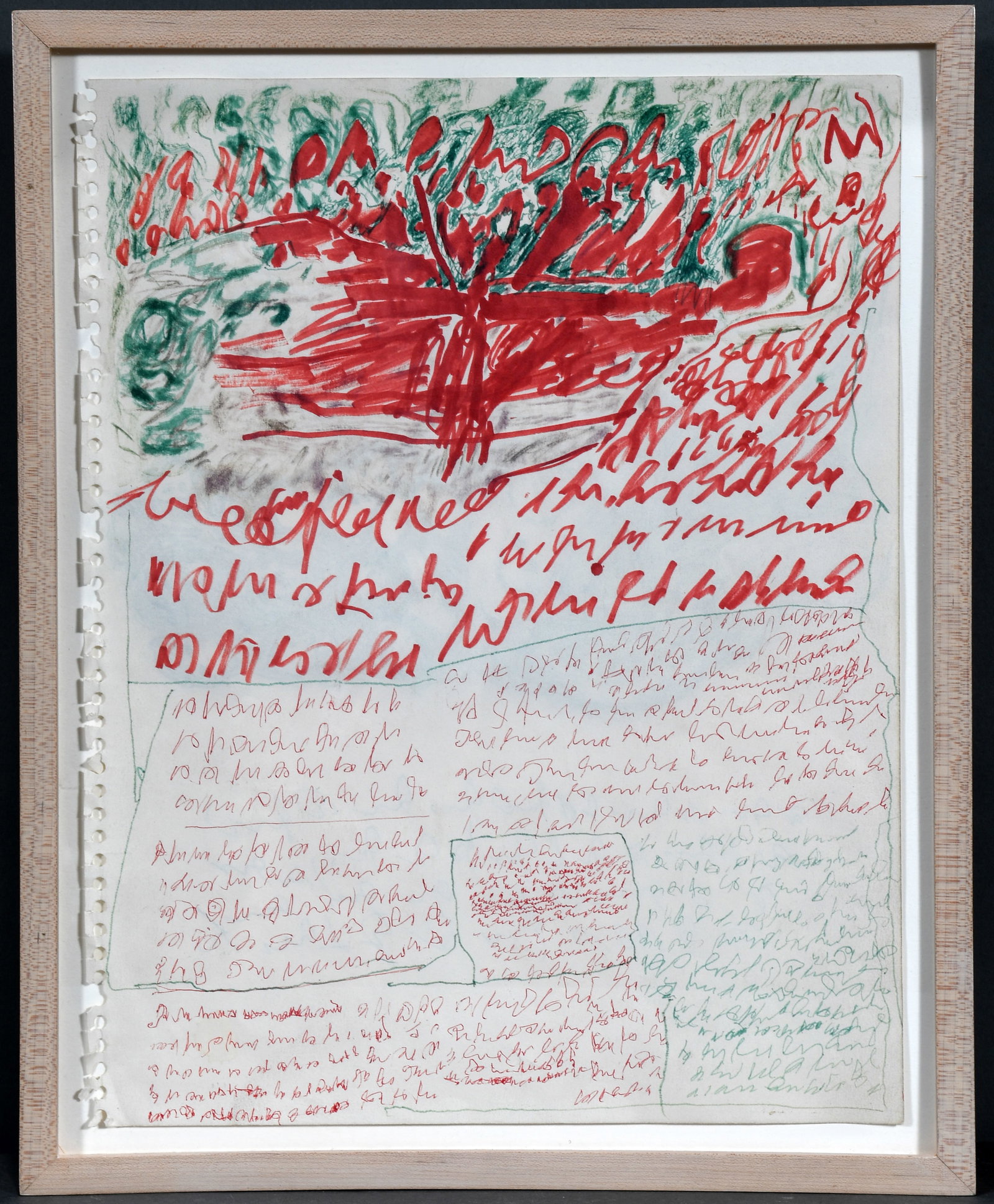 J.B. Murry. Automatic Writing with Top Figure.: J.B. Murry. Automatic Writing with Top Figure. Signed in his writing. Ink and maker on paper. Great condition. Size with frame 13" x 16". Est. $300-$500. Ship: $45
