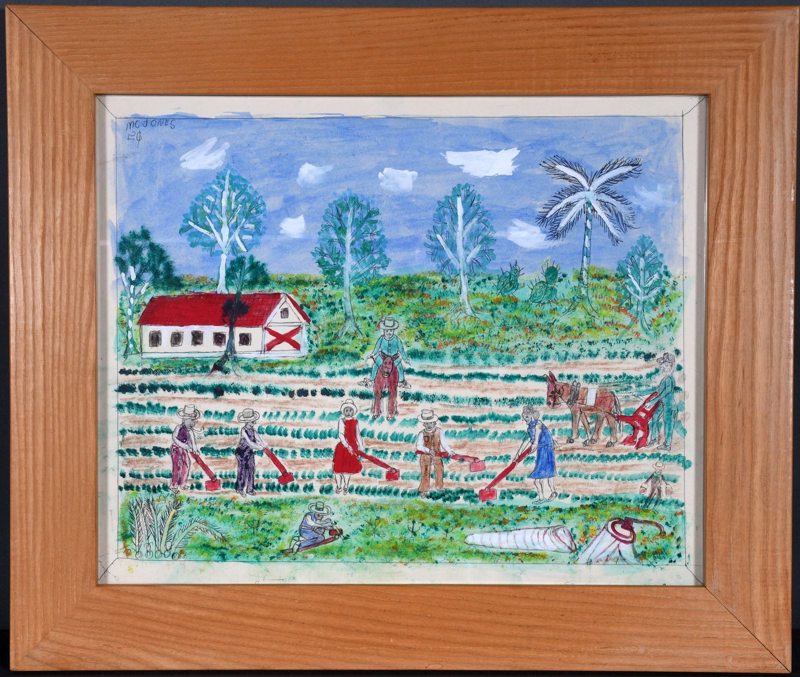 M.C. 5 Cent Jones. Sharecroppers.: M.C. 5 Cent Jones. Sharecroppers. Signed. Not dated. Watercolor, ink and graphite on paper. Excellent condition. Size with frame is 21" x 21". Est. $200-$400. Ship: $65