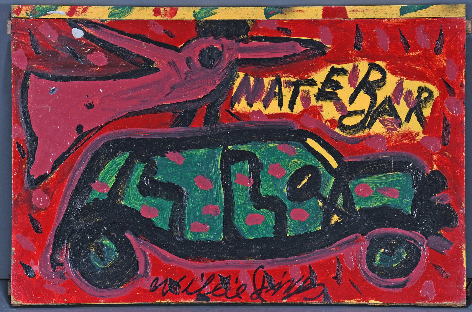 Willie Jinks. NateBar.: Willie Jinks. NateBar. Signed. Paint on found board. Great condition. 24" x 16". Est. $300-500. Ship: $65