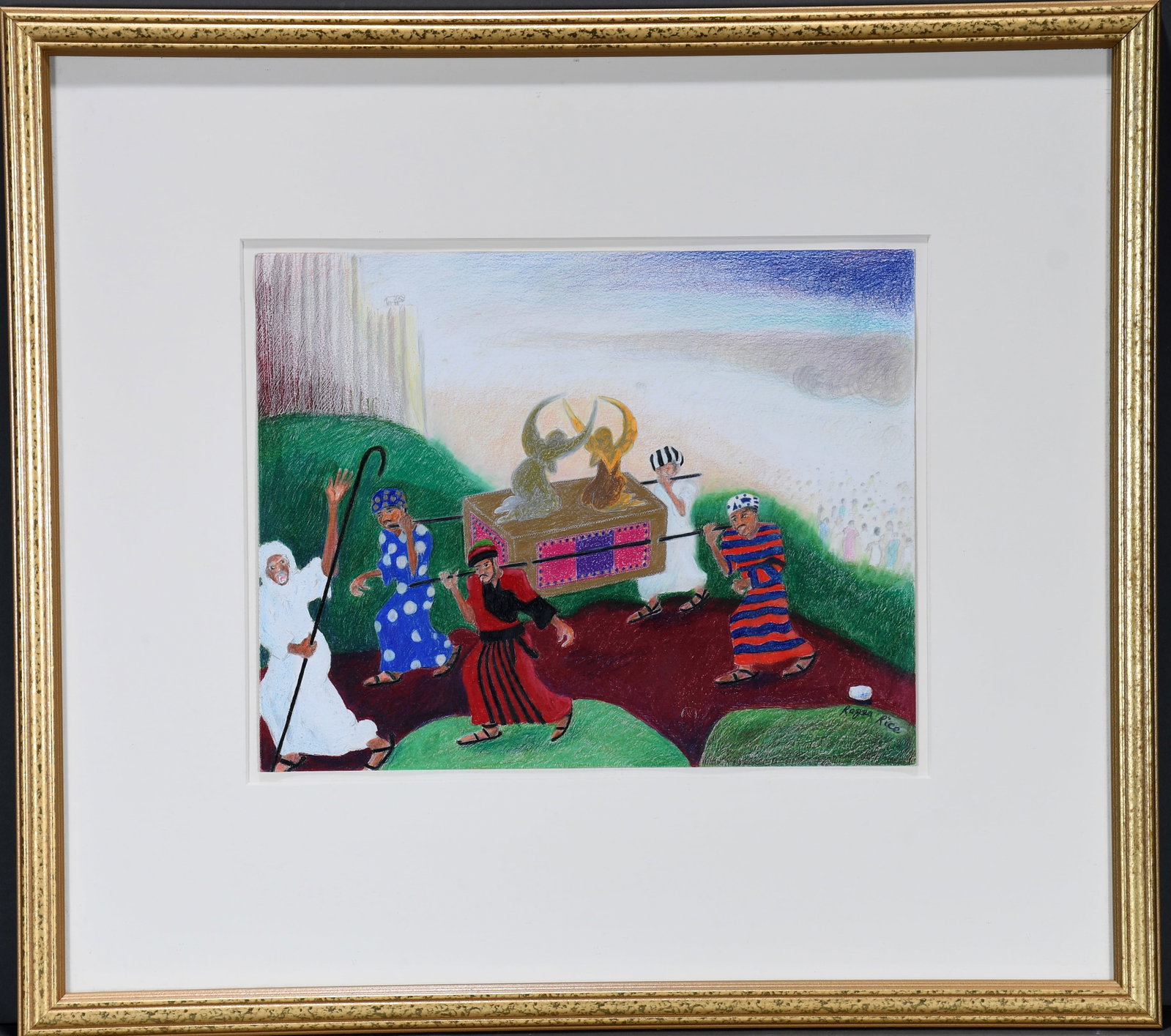 Roger Rice. The Ark of God.: Roger Rice. The Ark of God. Signed. Colored pencil on paper. Excellent condition. Size with frame 24" w x 21" h. Provenance: The Richard Harris African American Experience Collection. Est. $300-500. S