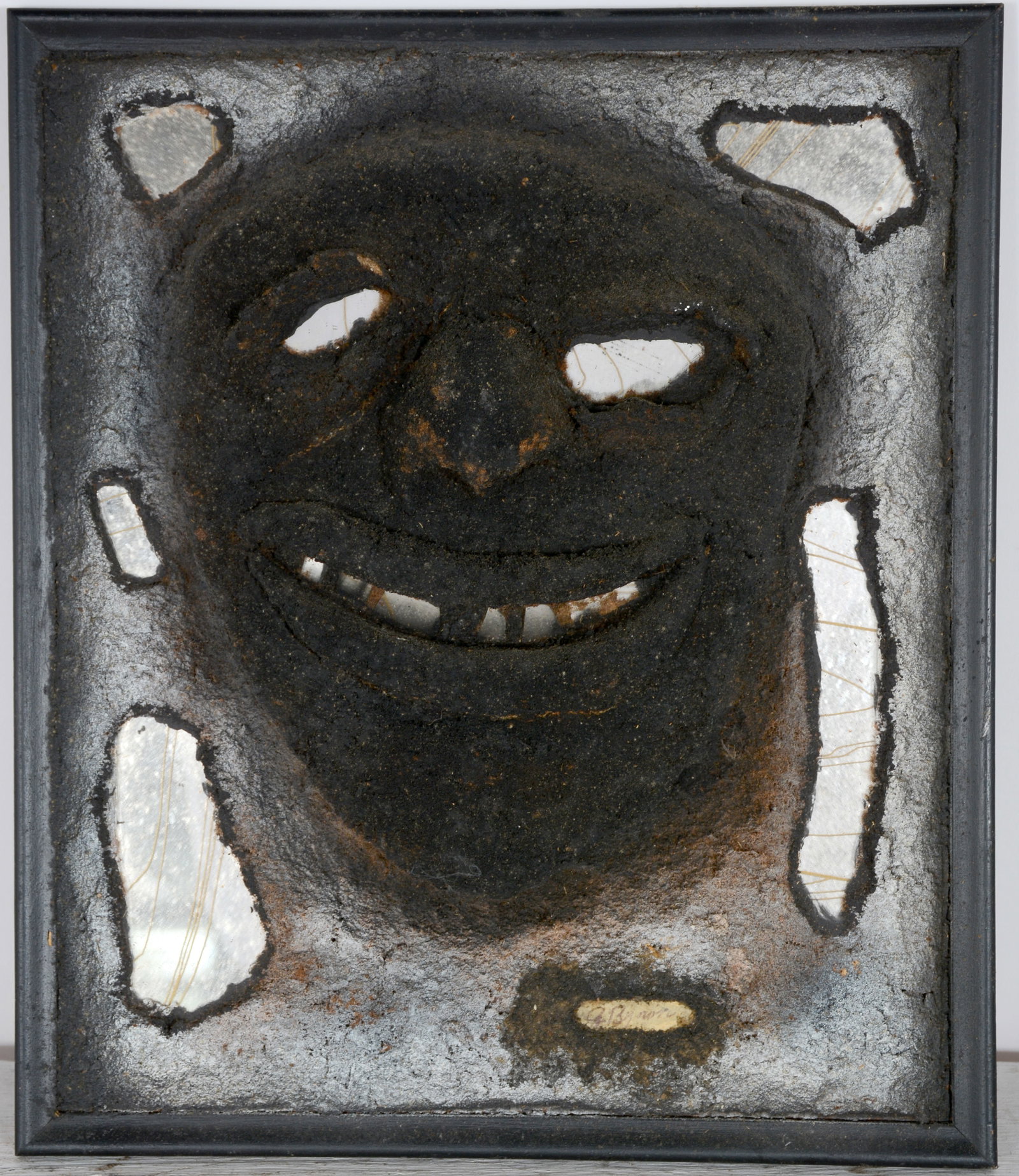 Archie Byron. Portrait with Mirrors.: Archie Byron. Portrait with Mirrors. c. 1992. Signed. Sawdust and glue construction with paint and mirrors. Minor chip, otherwise good to fair condition. 11" x 14" h. Est. $100-200. Ship: $45