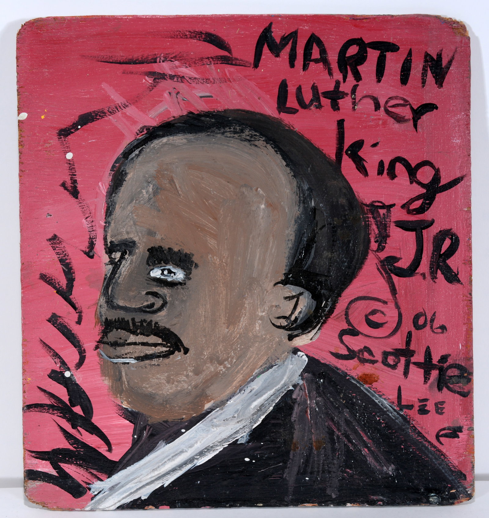 Scottie Lee. Martin Luther King, Jr.: Scottie Lee. Martin Luther King, Jr. 2006. Signed, dated and titled. Paint on board. Good condition. 11" x 12". Est. $50-100. Ship: $35