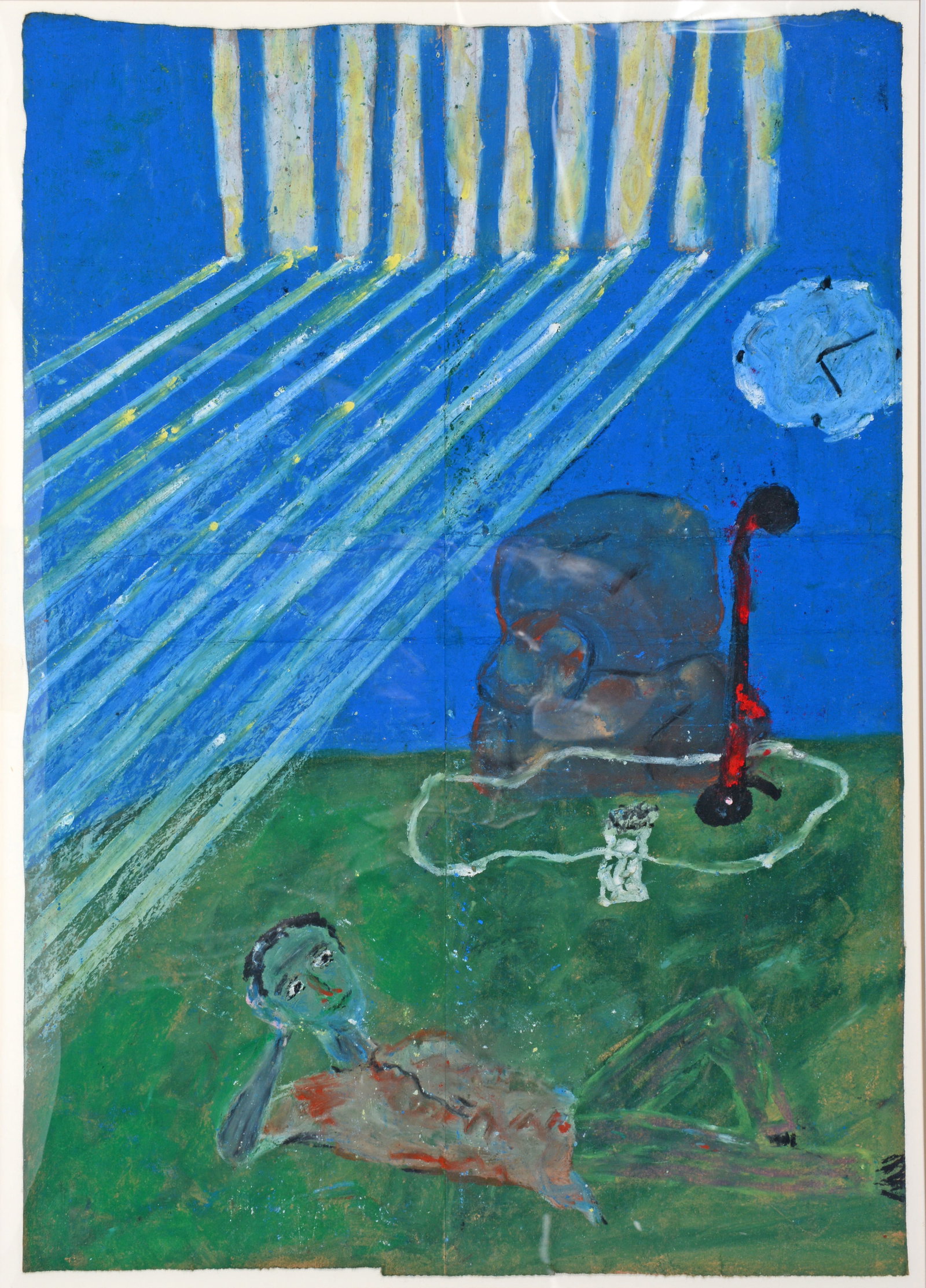 Reginald Gee. Maybe Later. Not Now.: Reginald Gee. Maybe Later. Not Now. 1966. Signed and dated on verso. Pastel on brown paper bag. Good condition. 12" w x 17" h. Est. $200-300. Ship: $45