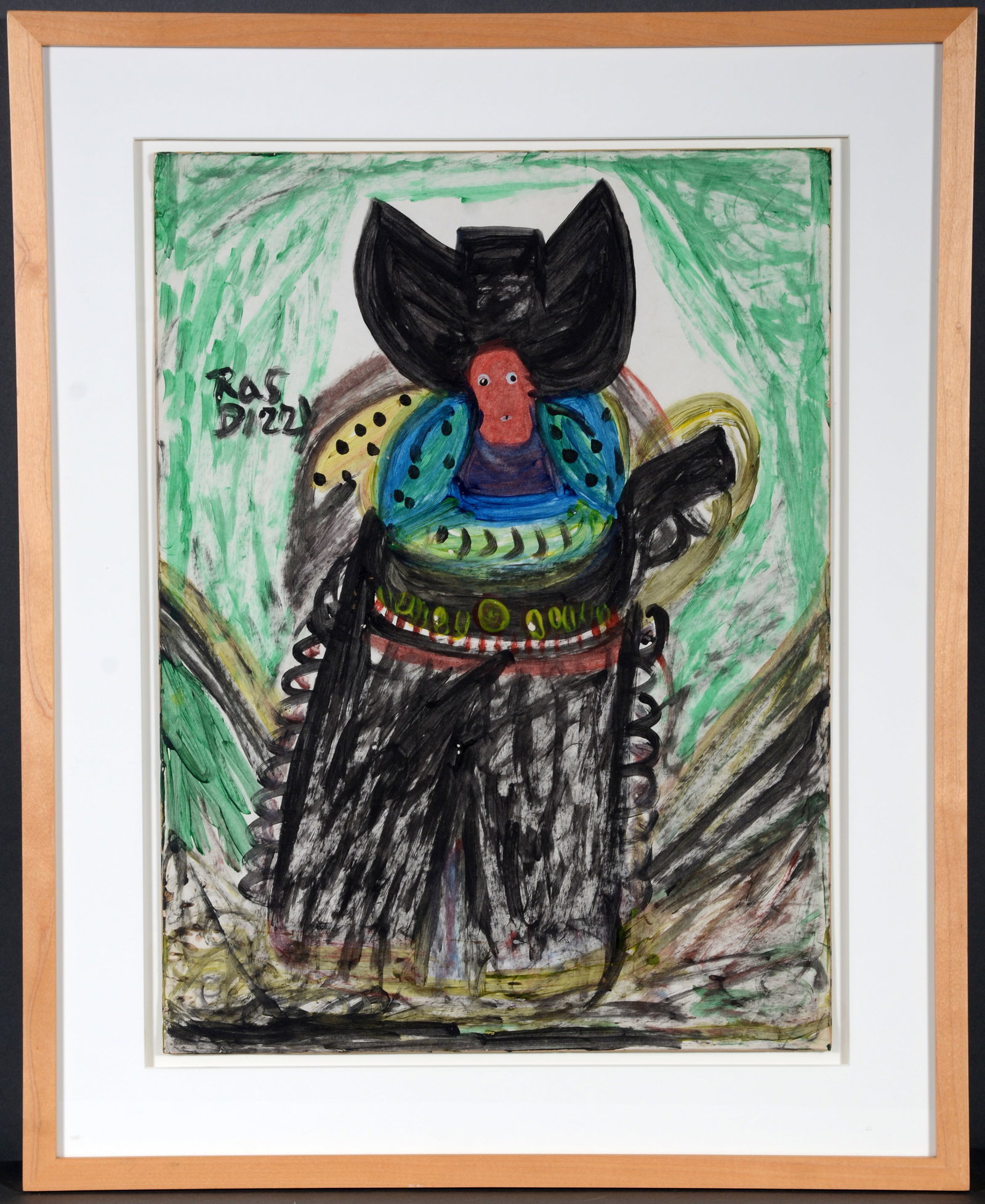 Ras Dizzy. Jesy West - A Shefield Cowboy.: Ras Dizzy. Jesy West - A Shefield Cowboy. Signed. Tempera on matboard. 15.5" w x 20.5" h. Frame is 22" w x 26" h. Excellent condition. Provenance: Cavin Morris 1997. Est. $300-500. Ship: $65