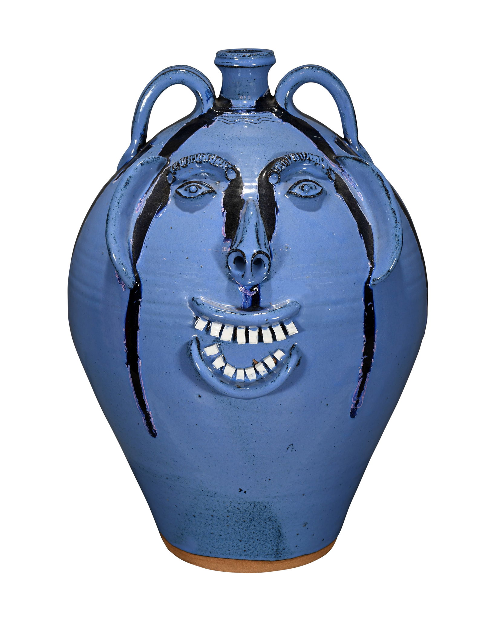 A.V. Smith. 5 Gallon Blue Face Jug With Black Drips. (1 of 6)