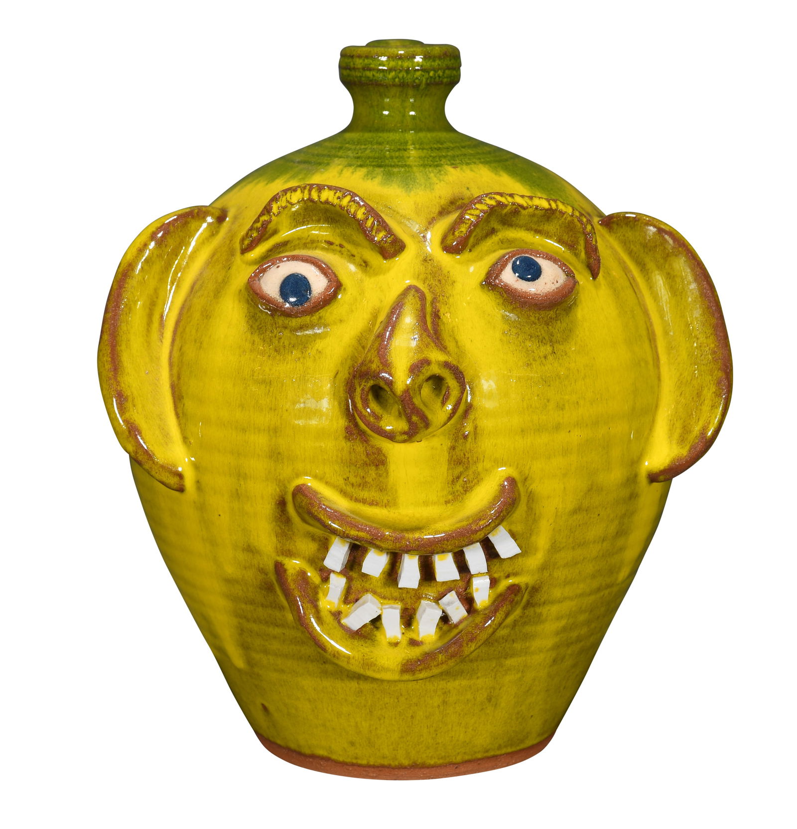 A.V. Smith. Lemon Lime Smiling Face Jug. (1 of 5)