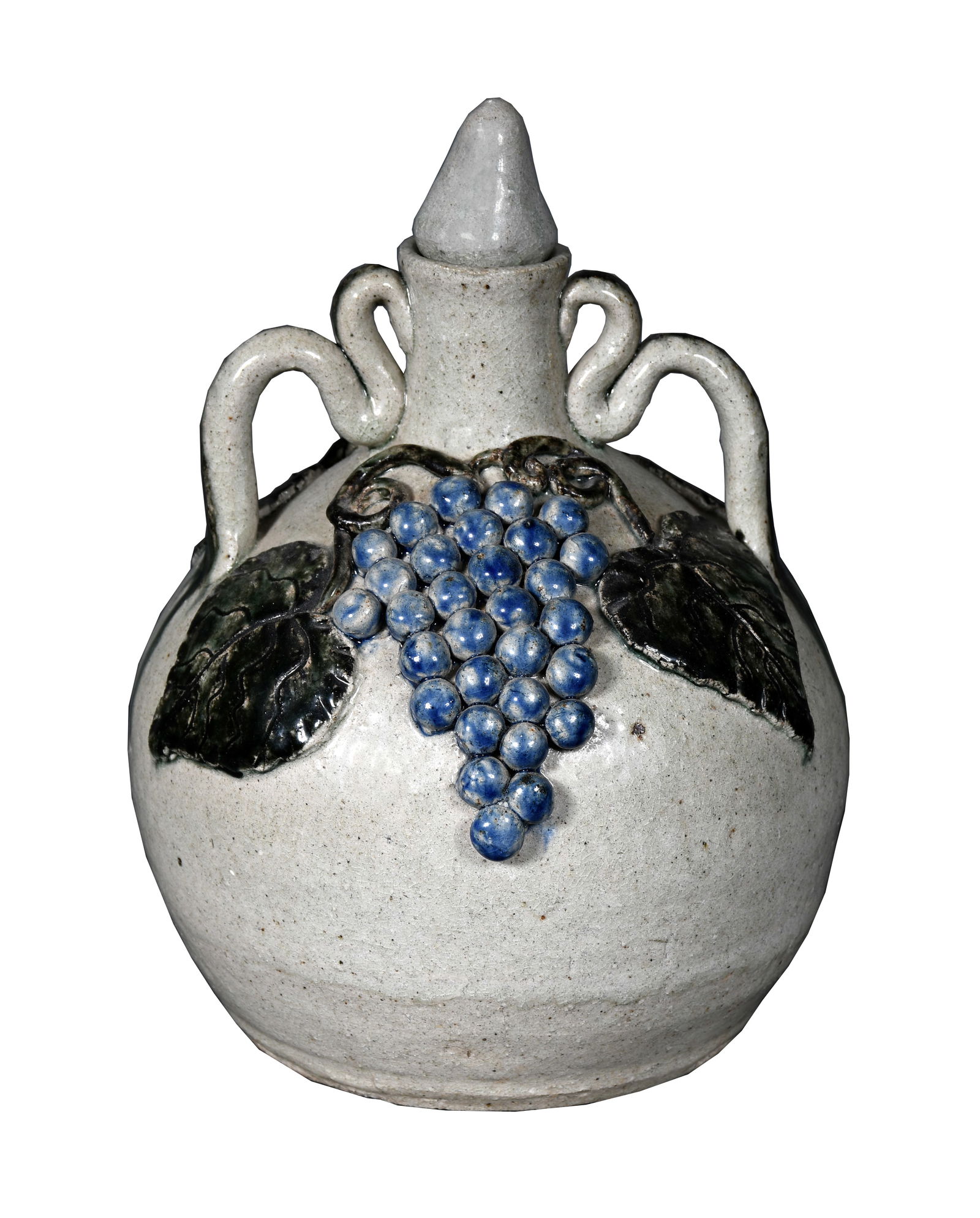 Arie Meaders. Grape Decorated Bottle with Sculptural Handles. (1 of 7)