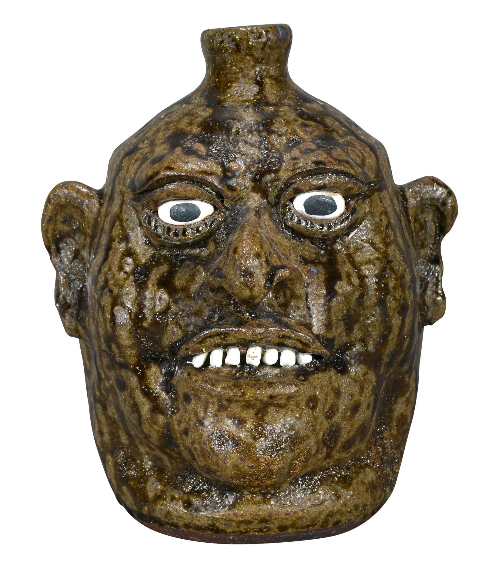 Lanier Meaders. Deep Rich Tobacco-Spit Face Jug. (1 of 6)