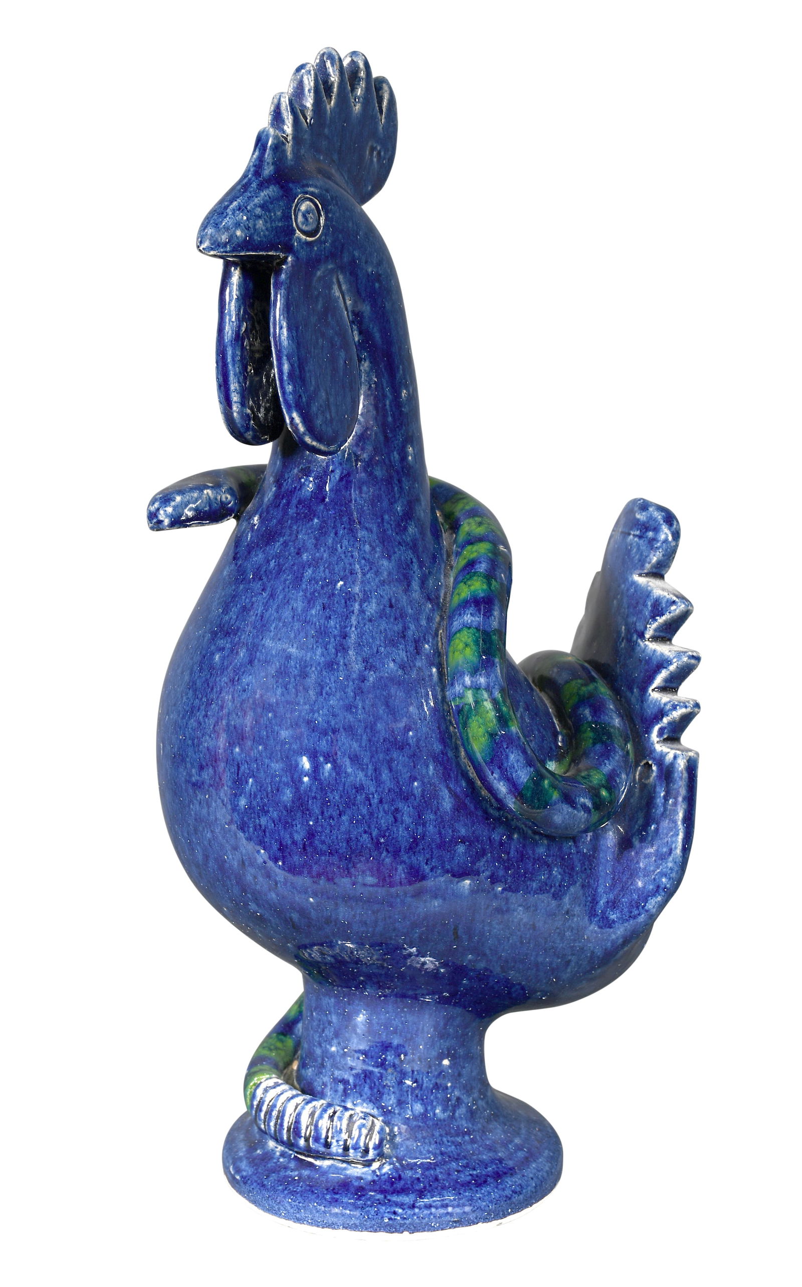 Edwin Meaders. Cobalt Rooster with Decorated Snake. (1 of 5)