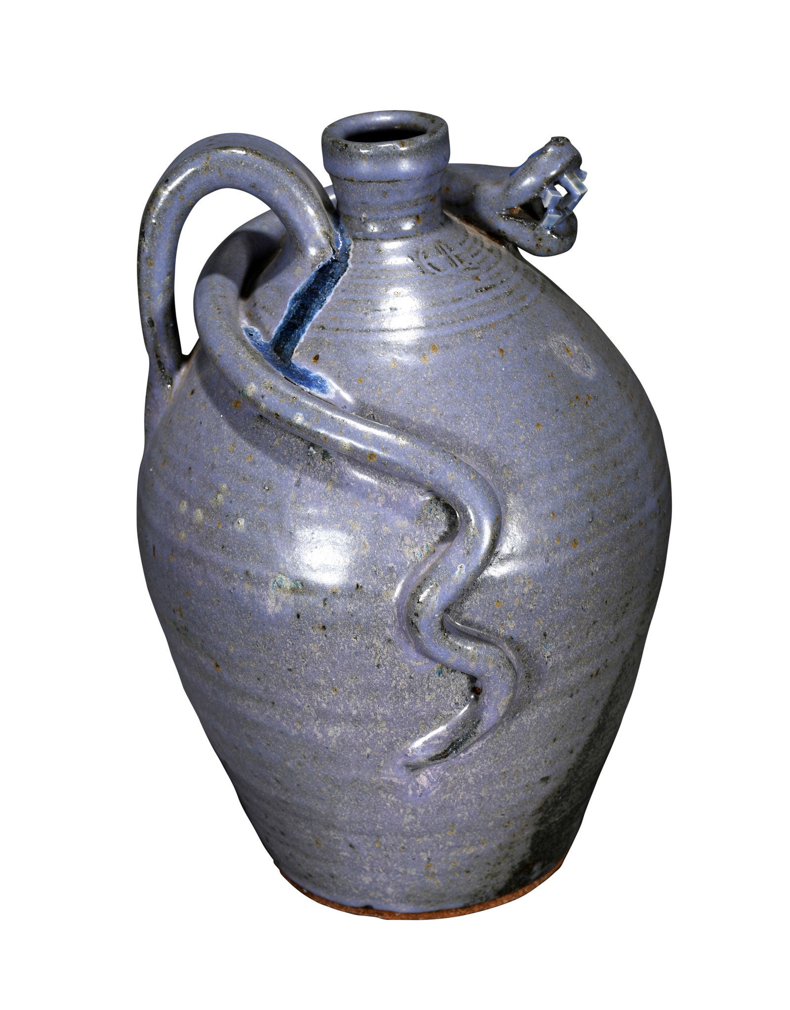 Charles Lisk. Periwinkle Blue Snake Jug (1 of 3)