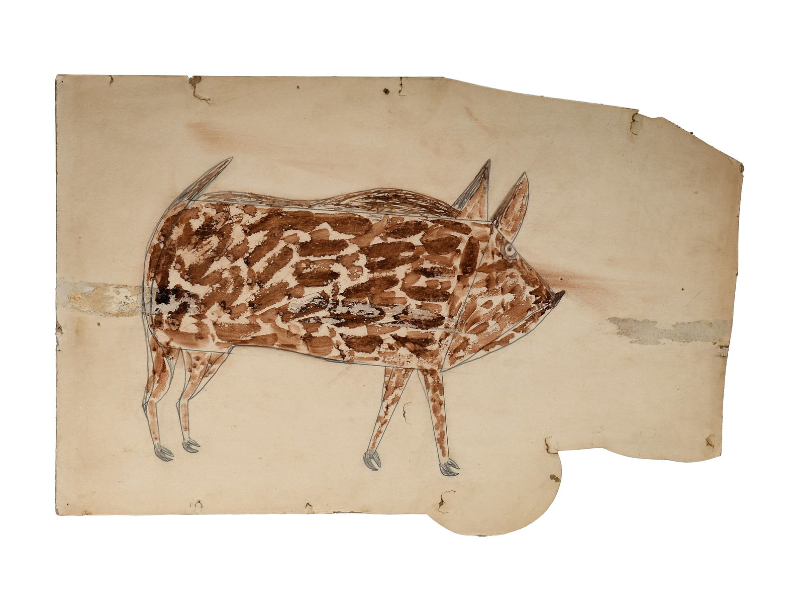 Bill Traylor. Untitled (Brown Spotted Pig). (1 of 15)