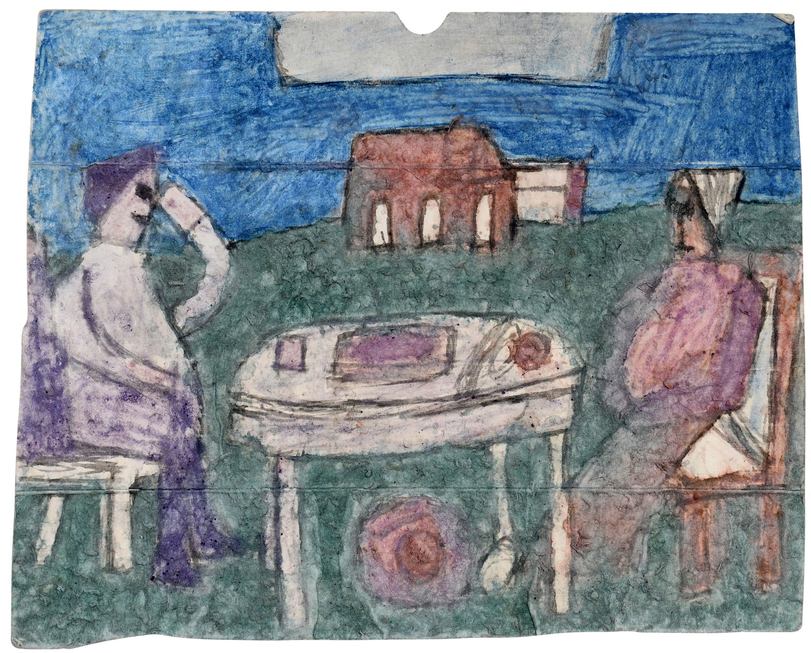 James Castle. Two Figures Seated at a Table. (1 of 10)
