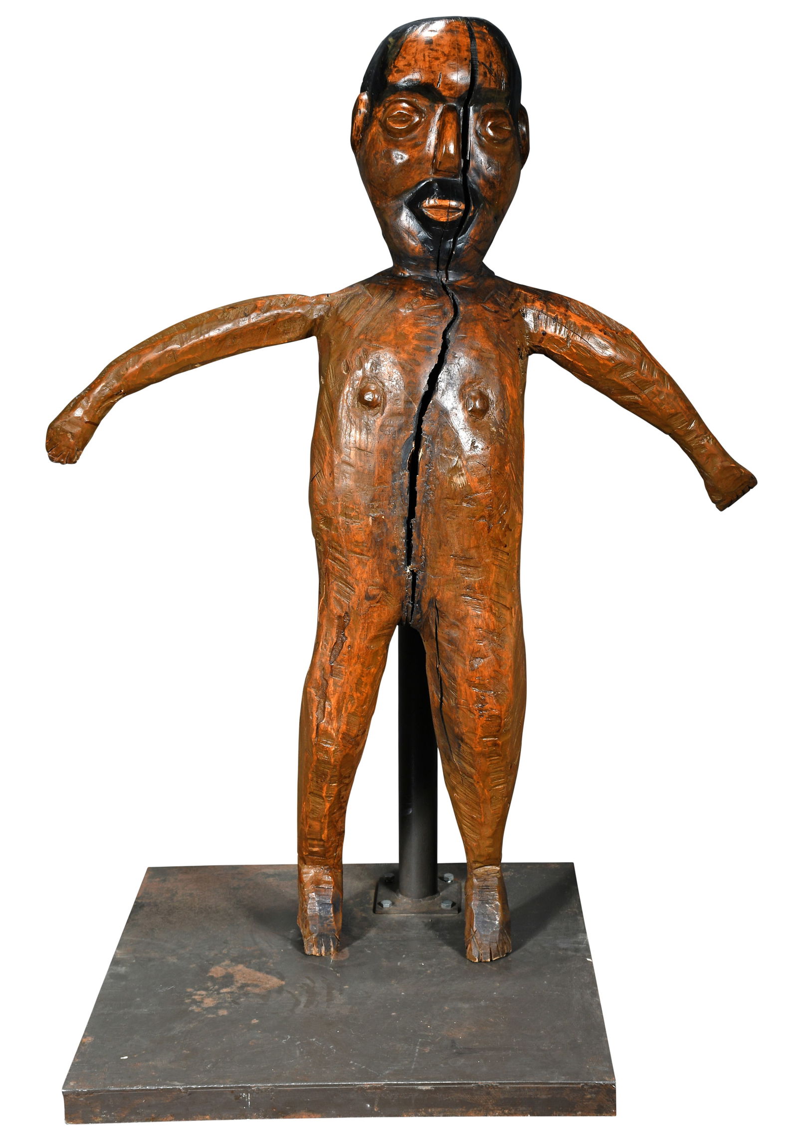 Raymond Coins. Monumental Carved Wood Figure With Outstretched Arms. (1 of 15)