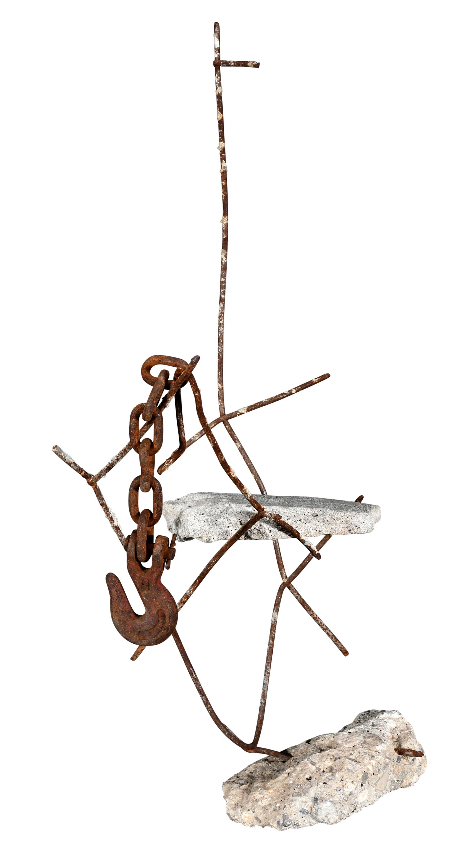 Lonnie Holley. A Question Of The Foundations.: Lonnie Holley. A Question Of The Foundations. 2004. Signed and dated. Cement, rebar, chain and other mixed media construction. Excellent condition. 12" w x 25.5" h. Est. $1,000-3,000. Ship: $85 As in 