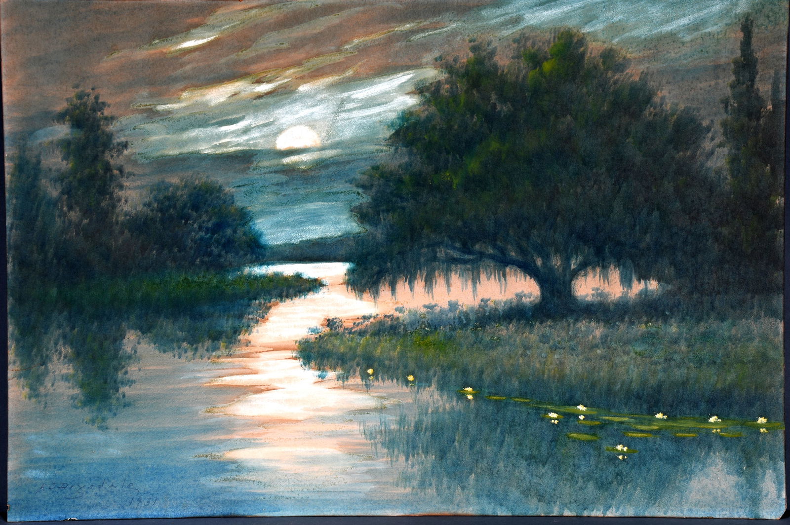Alexander John Drysdale. Moonlit Bayou Landscape. (1 of 6)