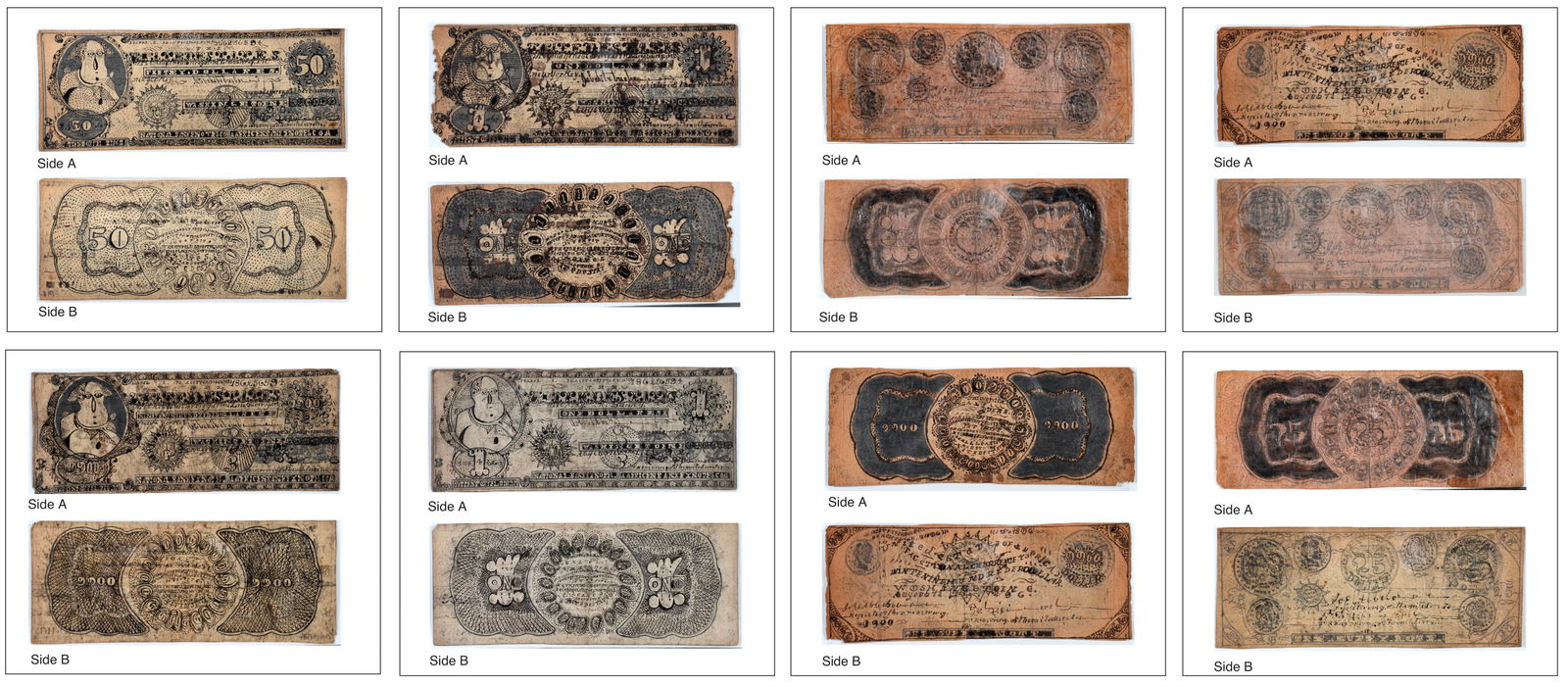 Anonymous Eight Large Hand-drawn Treasury Notes. (1 of 17)