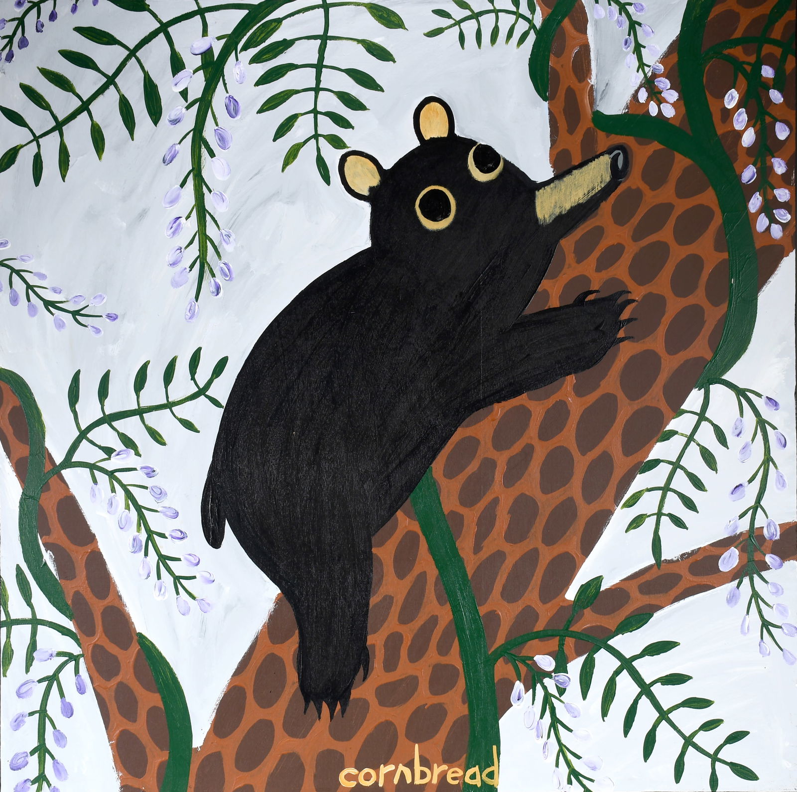 John 'Cornbread' Anderson. Bear Up A Pine Tree with Wisteria. (1 of 4)