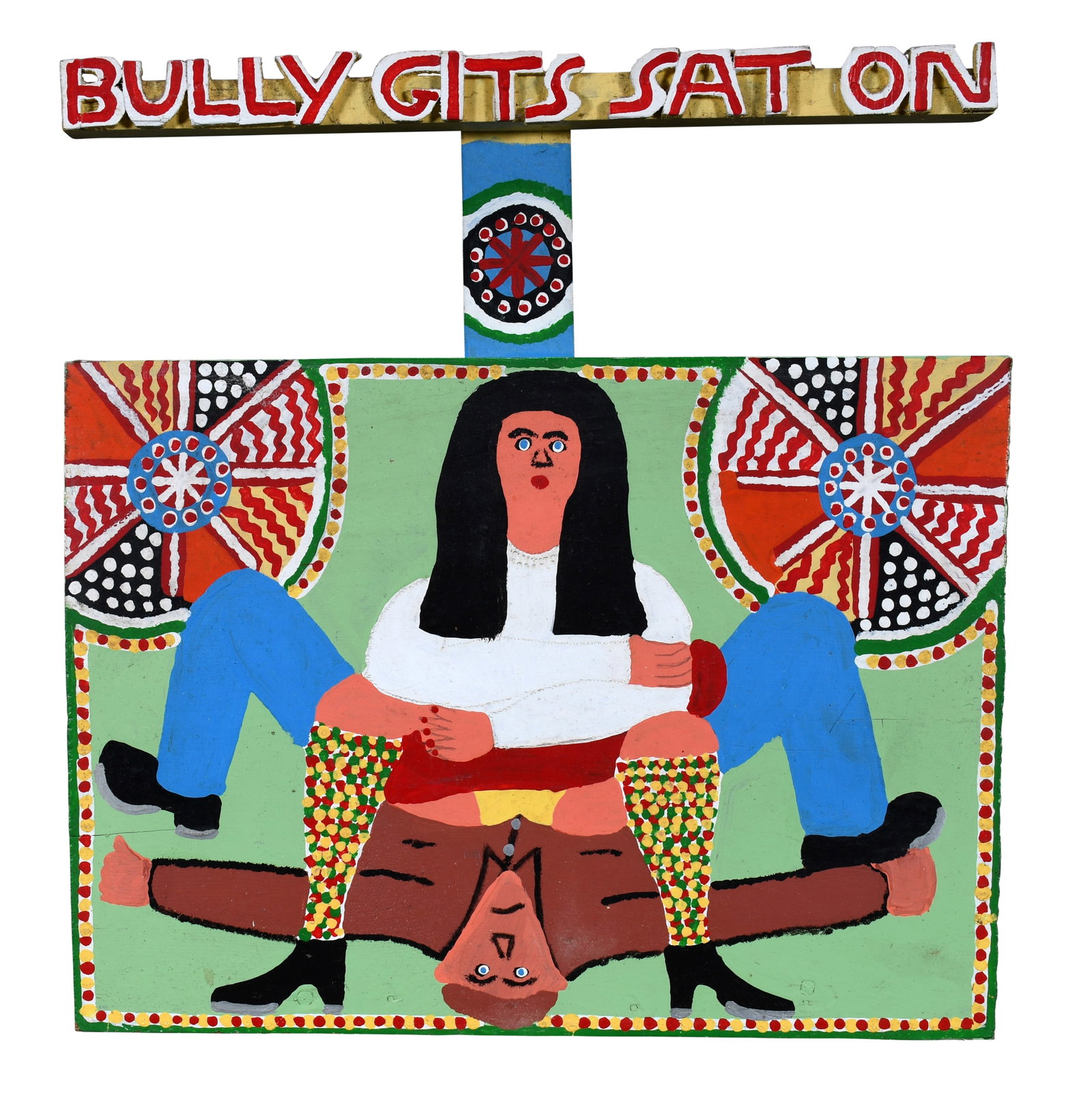 James Harold Jennings. Bully Gets Sat On.: James Harold Jennings. Bully Gets Sat On. Signed and titled. Paint on board construction. Excellent condition. 15" w x 15.5" h x 4.5" d. Est. $800-1,200. Ship: $75
