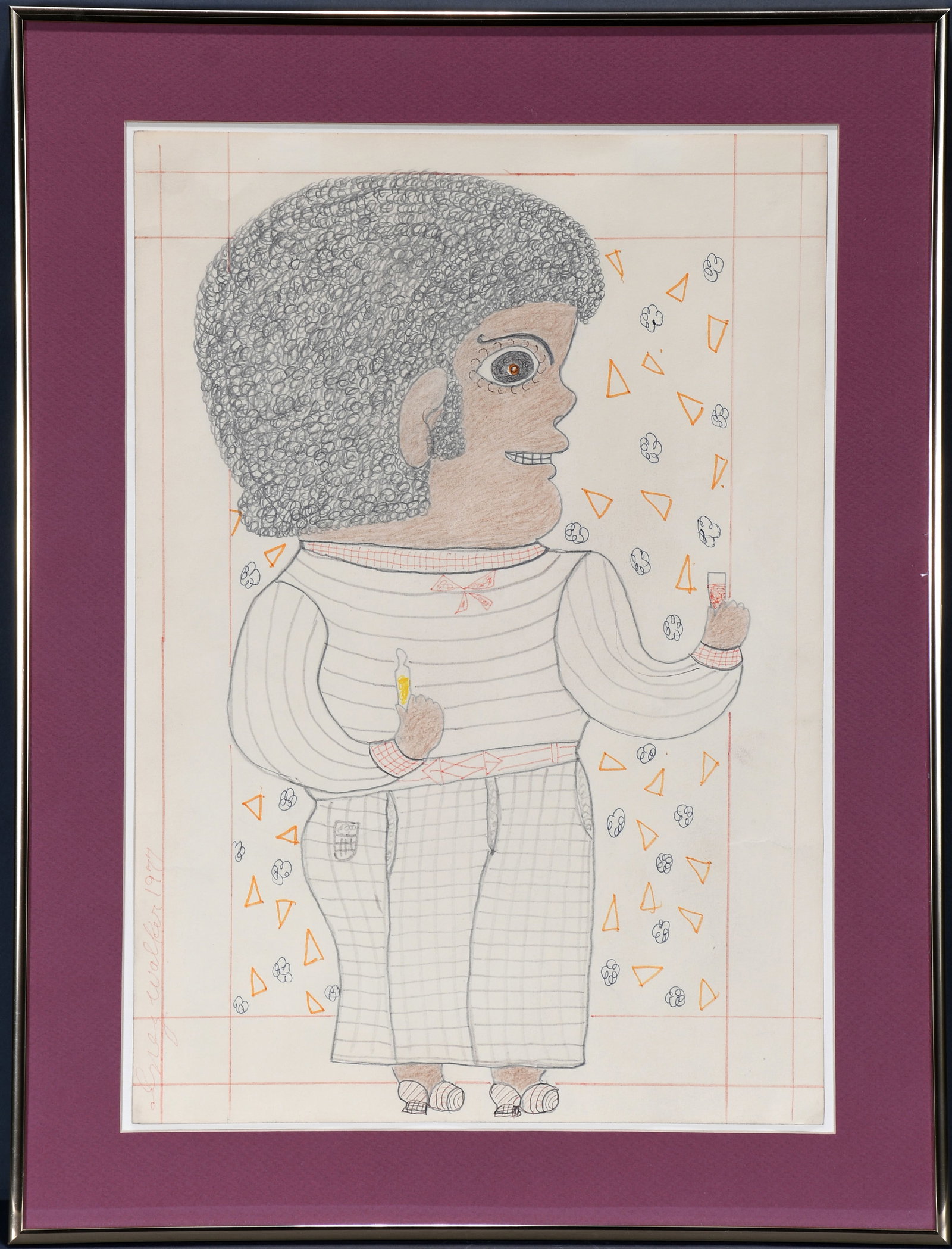 Inez Nathaniel Walker. Party Girl.: Inez Nathaniel Walker. Party Girl. 1977. Signed and dated. Marker and graphite on paper. Excellent condition. 17.5" w x 23" h. Est. $1,000-2,000. Ship: $65