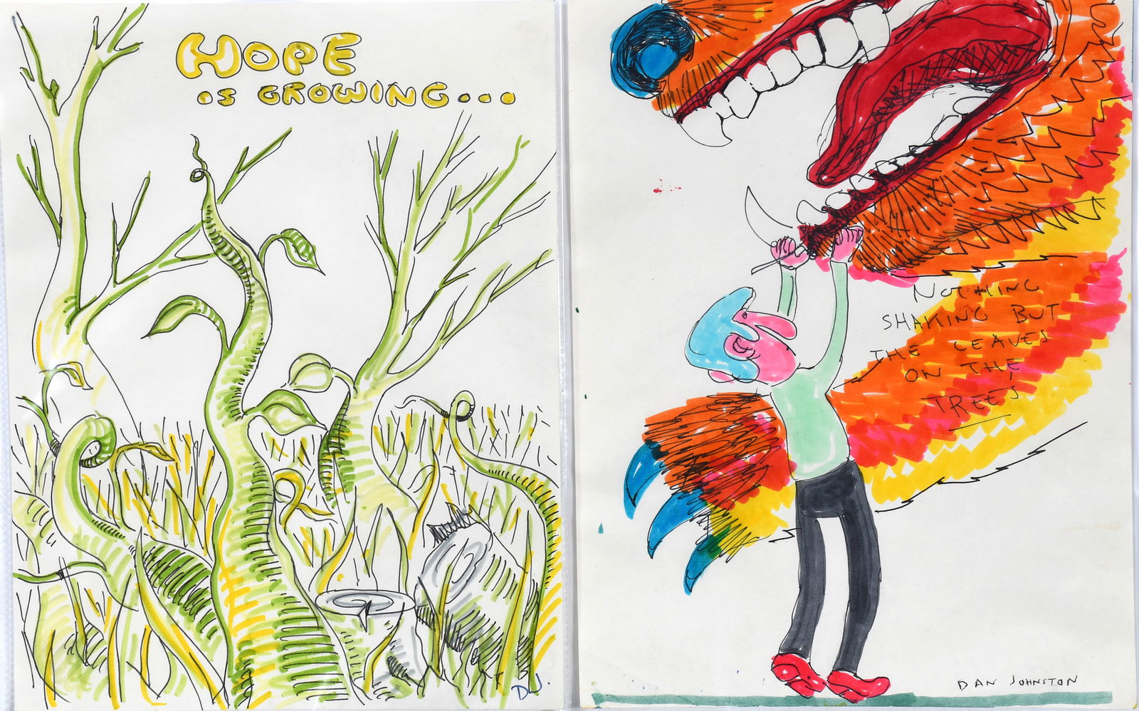 Daniel Johnston. Pair of Works - Hope Is Growing and Nothing Shaking. (1 of 5)