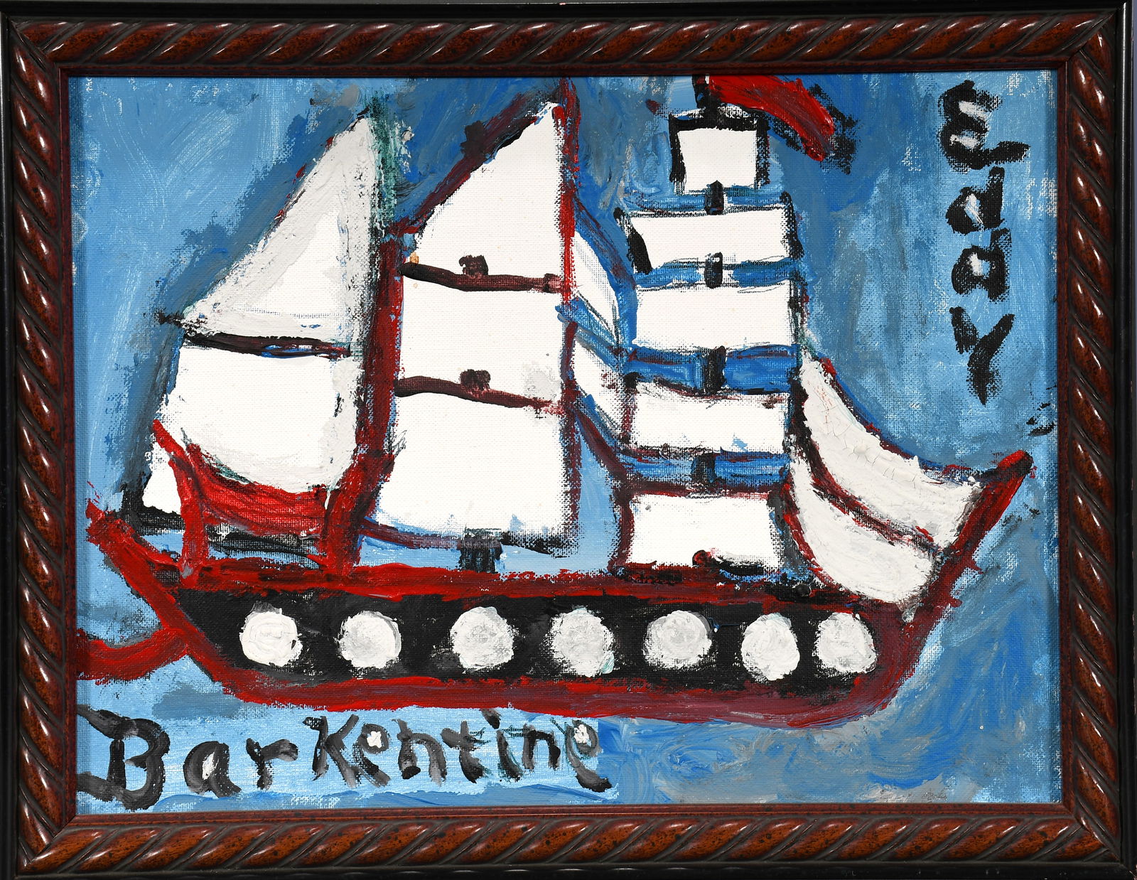 Eddy Mumma. Barkenting.: Eddy Mumma. Barkenting. Signed and titled. Oil on canvas board. Excellent condition. Size with frame is 18" w x 14" h. Est. $800-1,200. Ship: $45