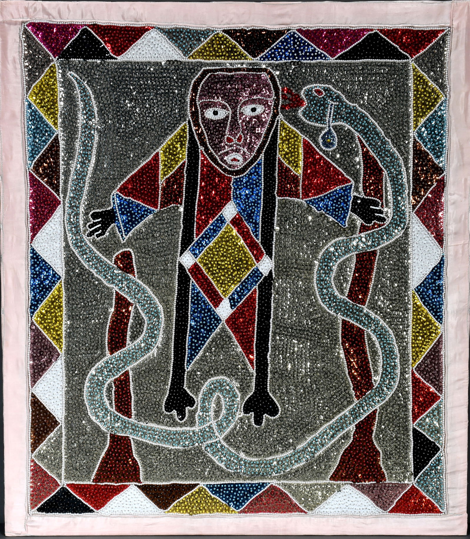 Haitian Voodoo Flag. Figure With Large Snake. (1 of 2)