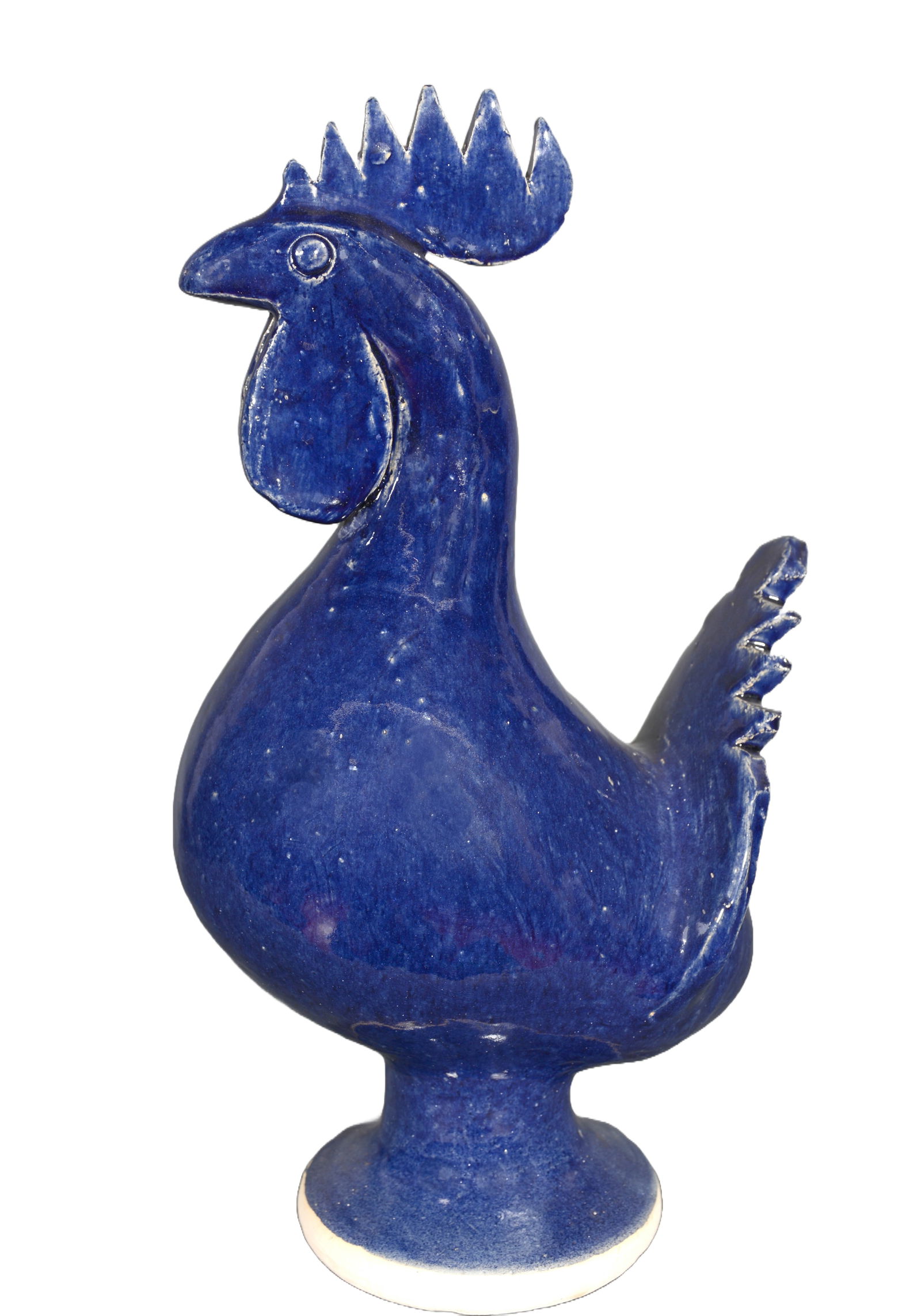 Edwin Meaders. High Glazed Cobalt Blue Rooster. (1 of 4)