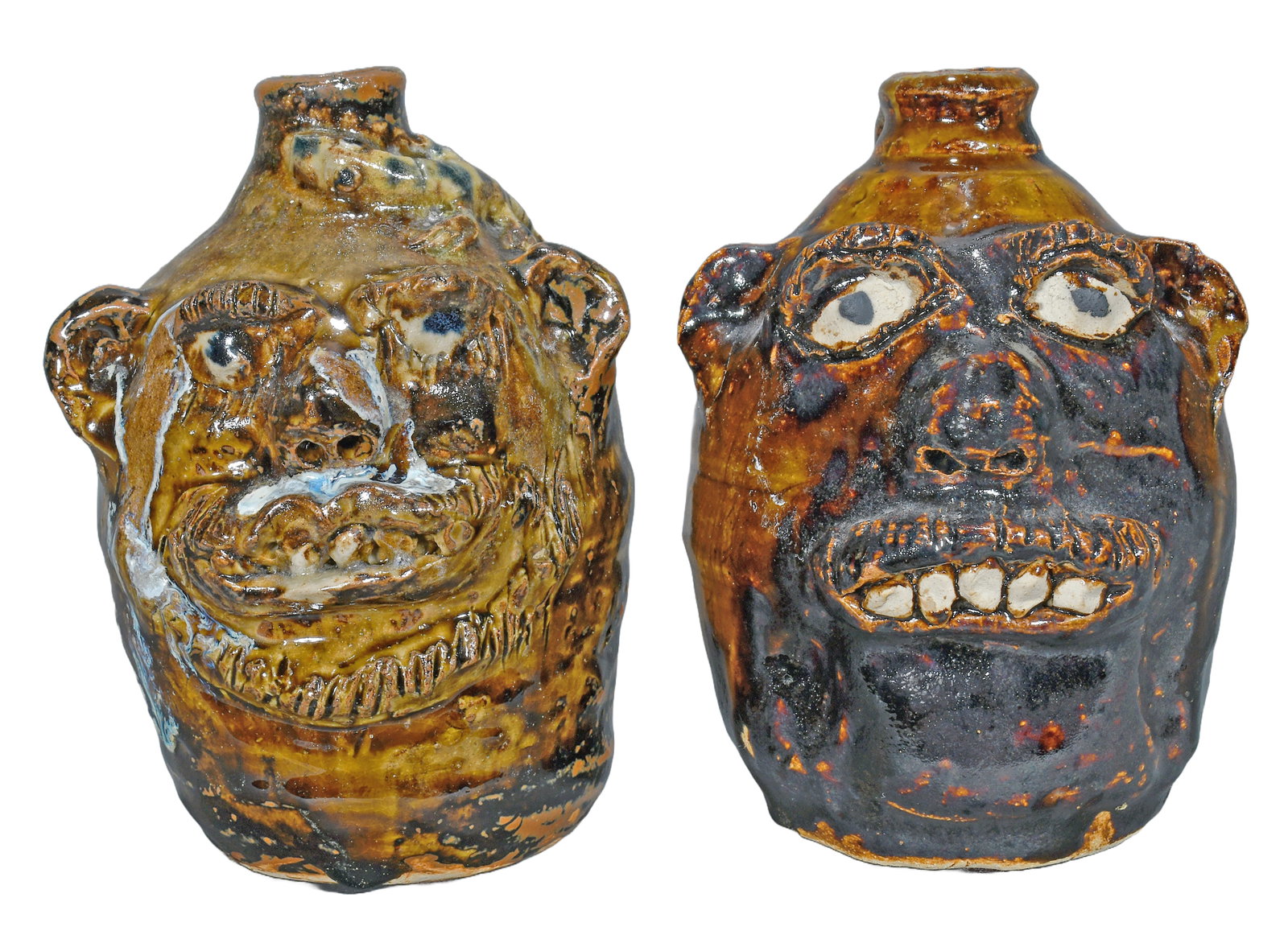 Marie Rogers. Pair of Pint Size Face Jugs. (1 of 5)