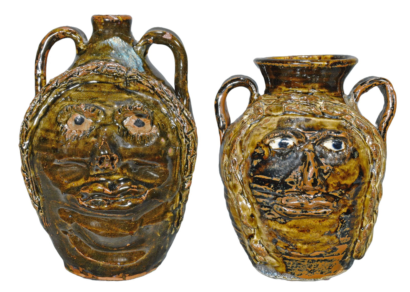 Marie Rogers. Dbl His-Her Face Jug & Face Churn. (1 of 5)